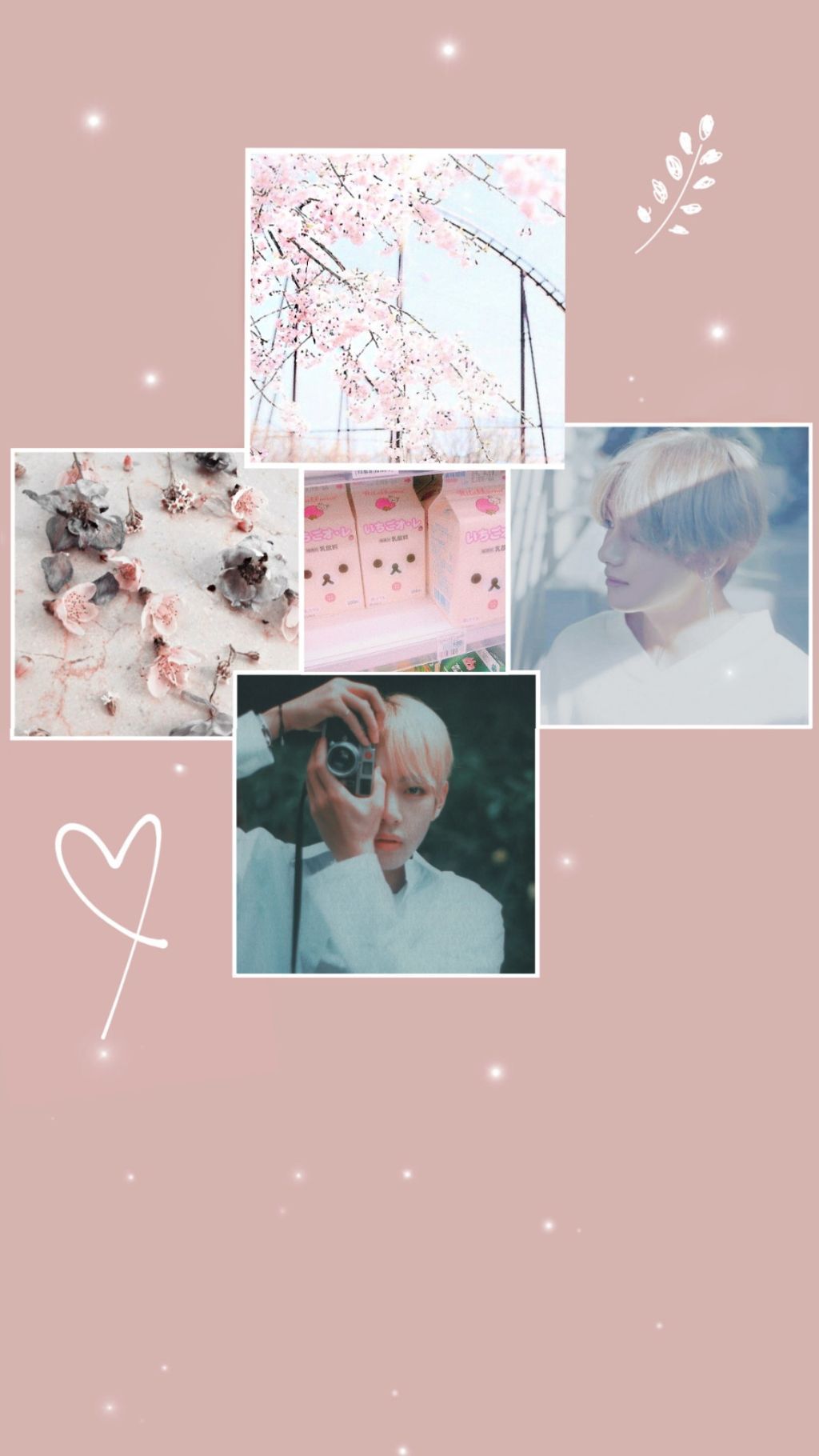A collage of pictures with flowers and hearts - Korean