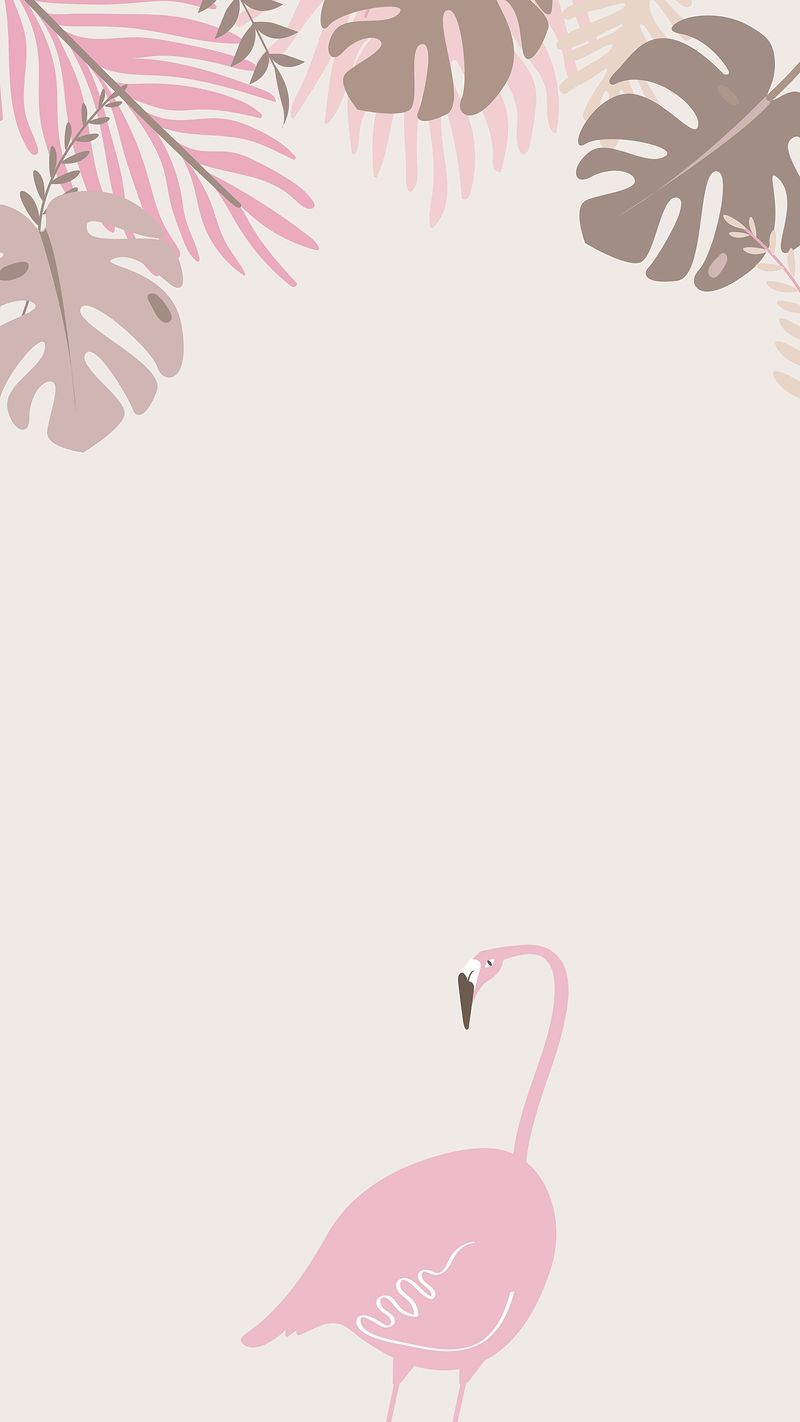 A flamingo is standing in front of tropical leaves - Flamingo