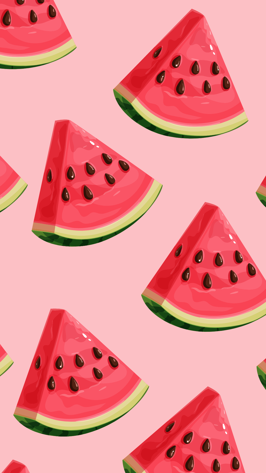 A pattern of watermelon slices on a pink background - Watermelon, fruit, 3D