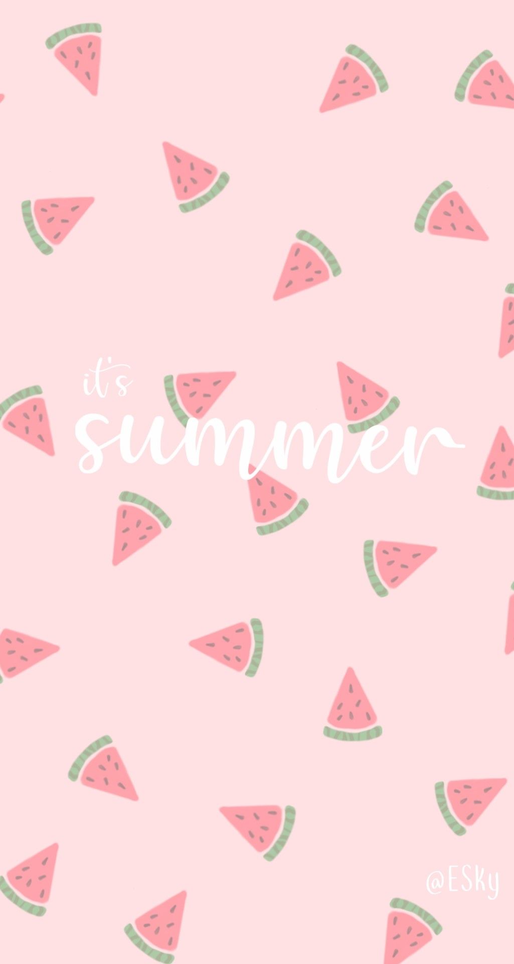 A pink background with watermelon slices on it - Watermelon