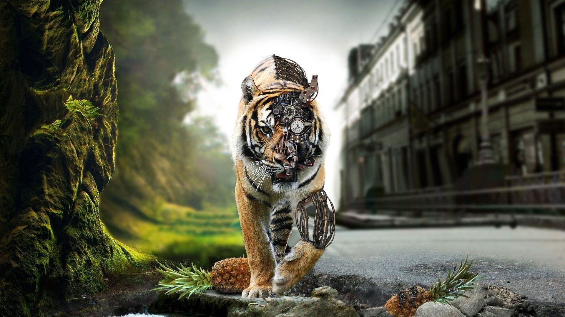 Steampunk tiger wallpaper for your PC, laptop, tablet and mobile devices - Tiger