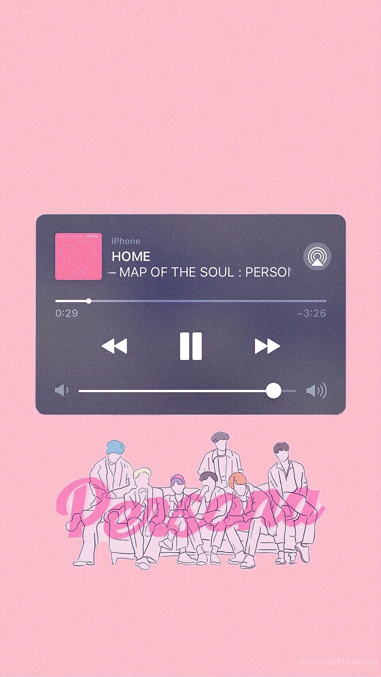 A pink background with the words map of soul person - Korean
