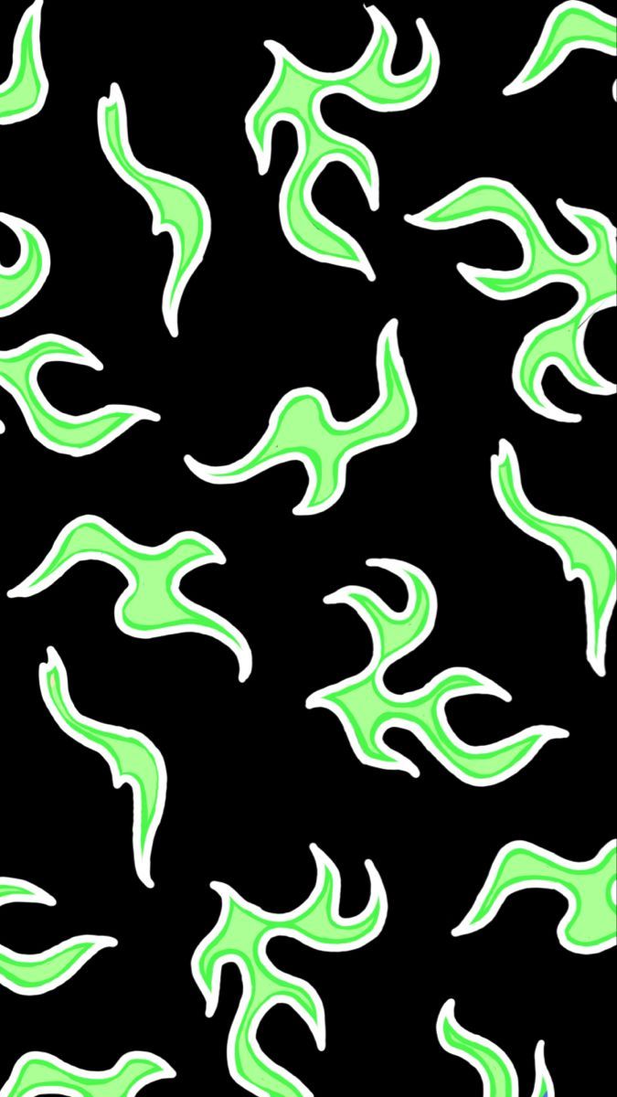 A pattern of green flames on black - Flames