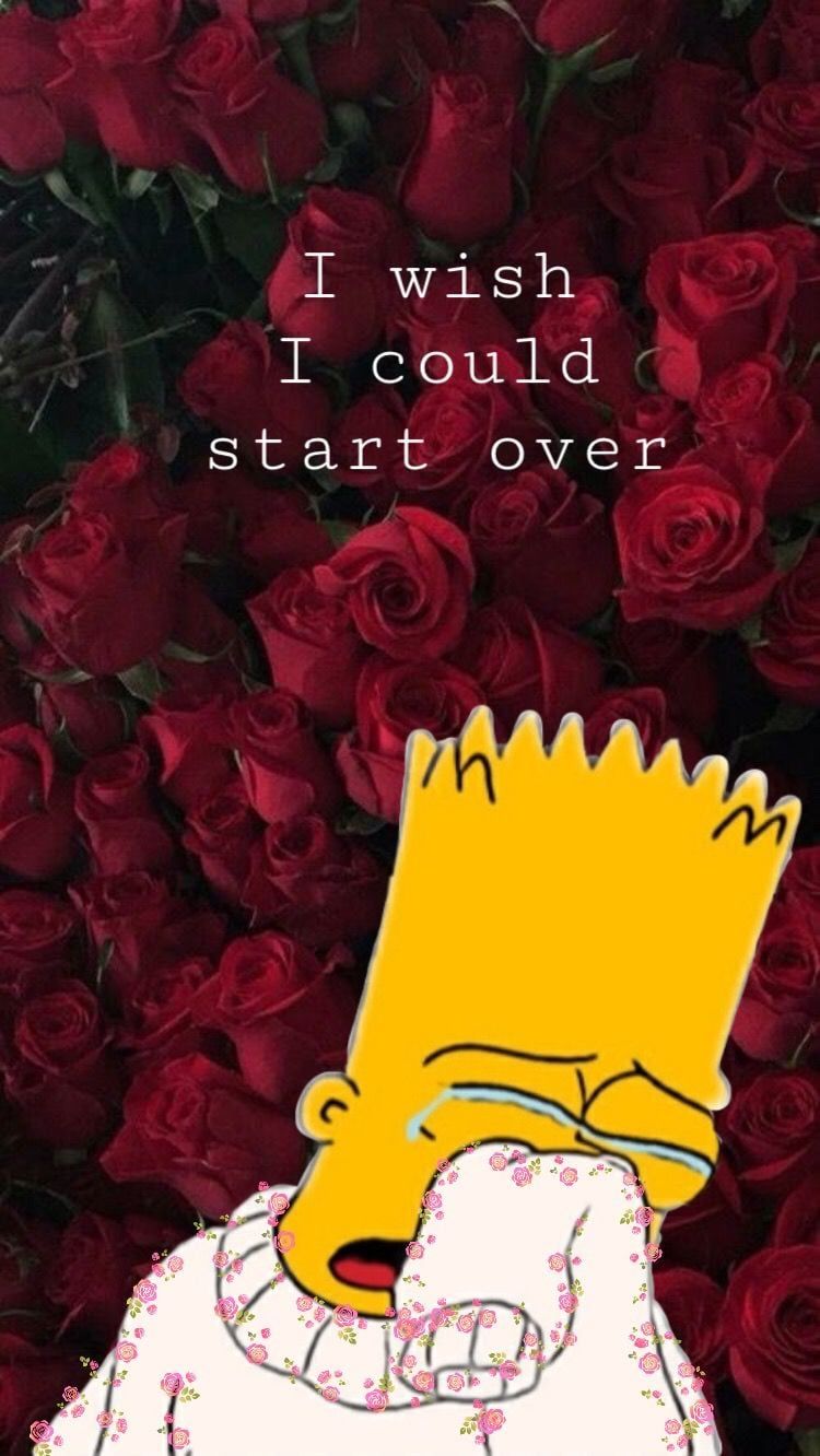 The image of a simpsons character with roses - Depression, Bart Simpson