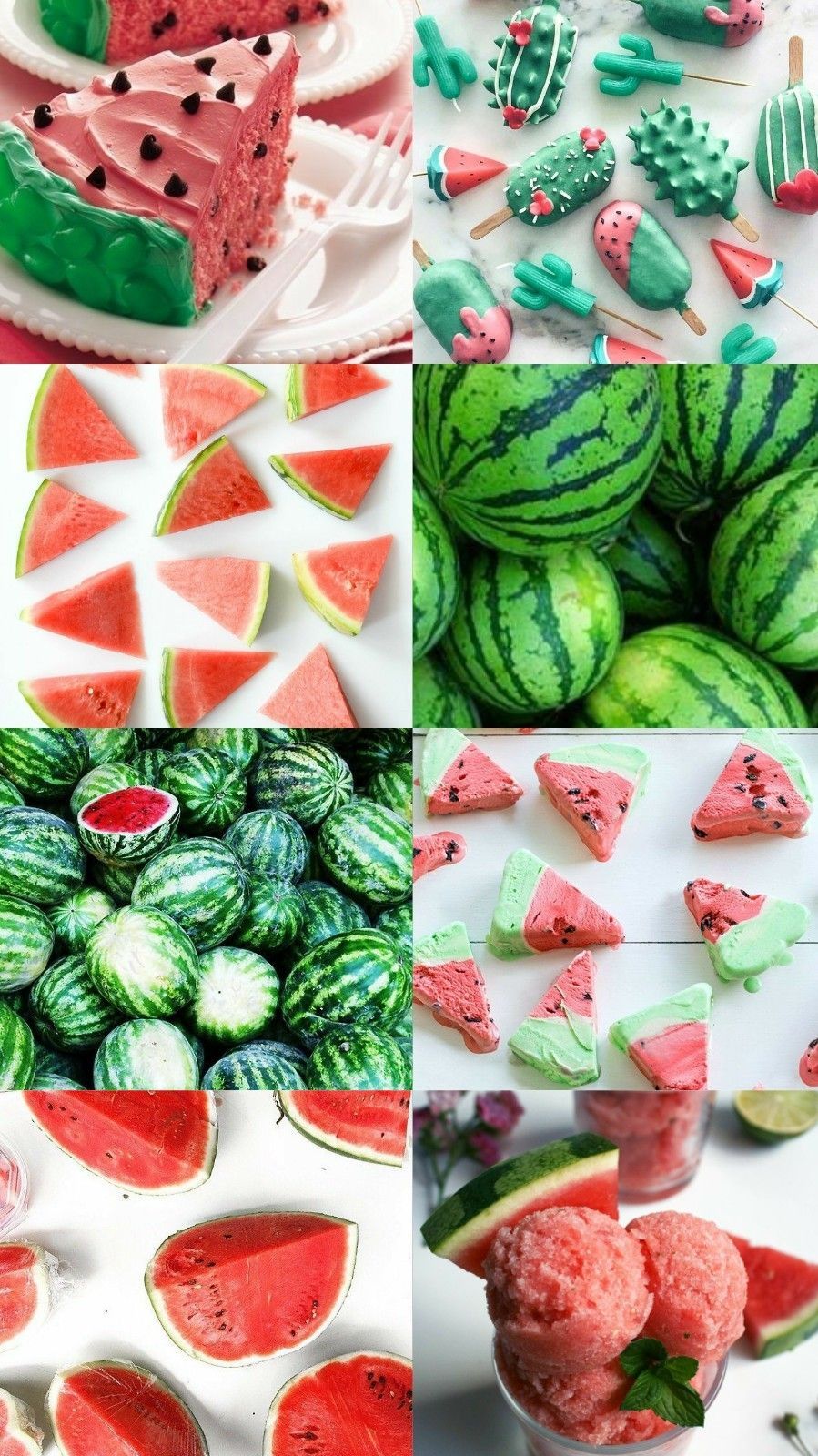A collage of watermelon slices and other food - Watermelon