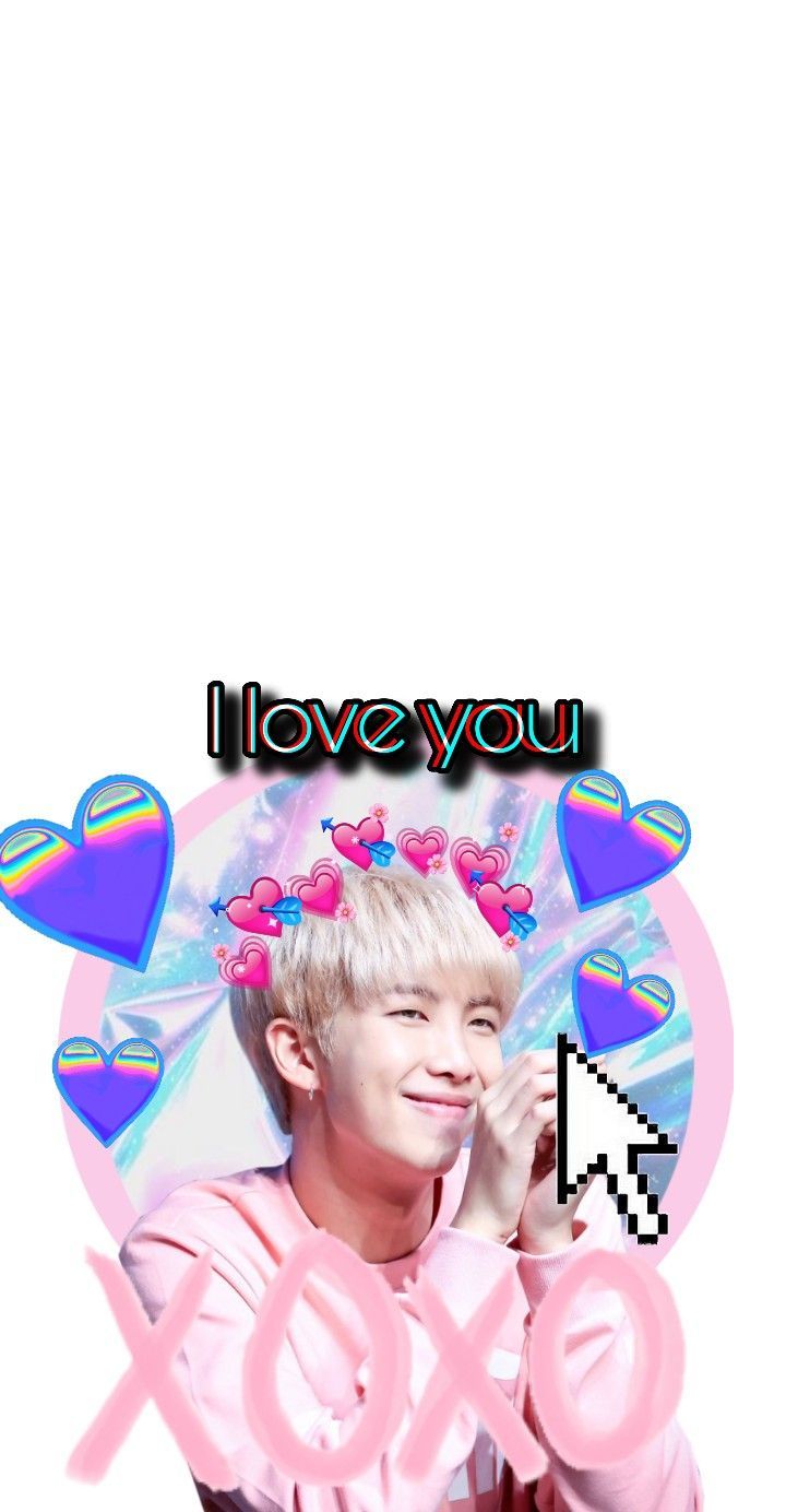 A picture of an image with hearts and the words i love you - Korean
