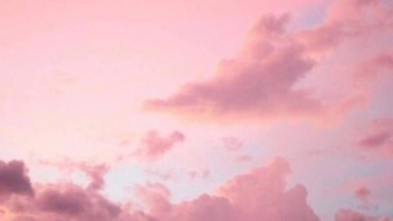 A pink sky with clouds and some birds flying in it - Cute pink, YouTube, pink phone