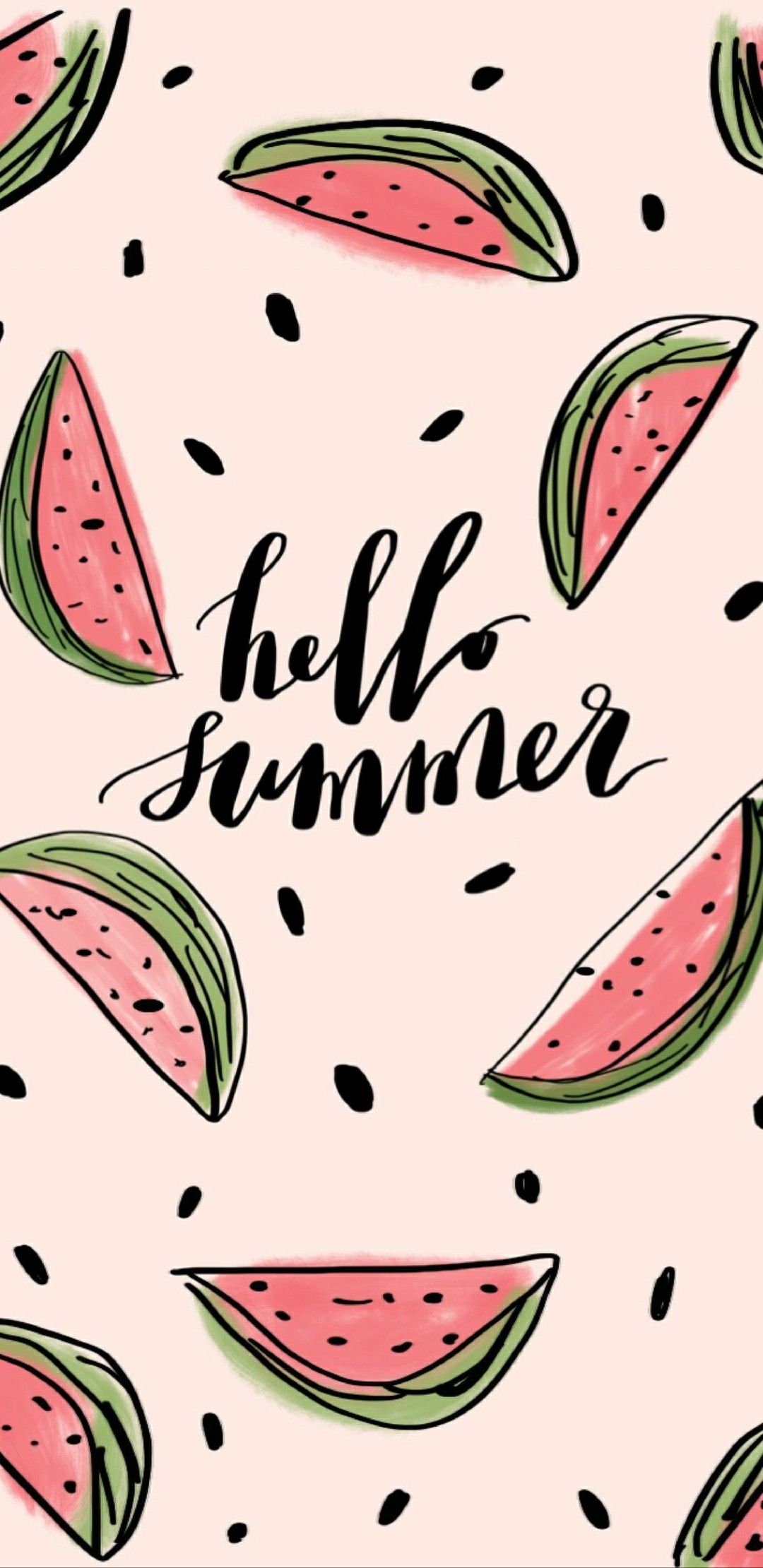 A watermelon pattern with the words hello summer - Watermelon