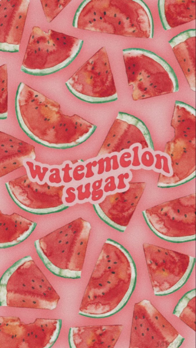 A pink background with watermelon slices on it - Watermelon, fruit