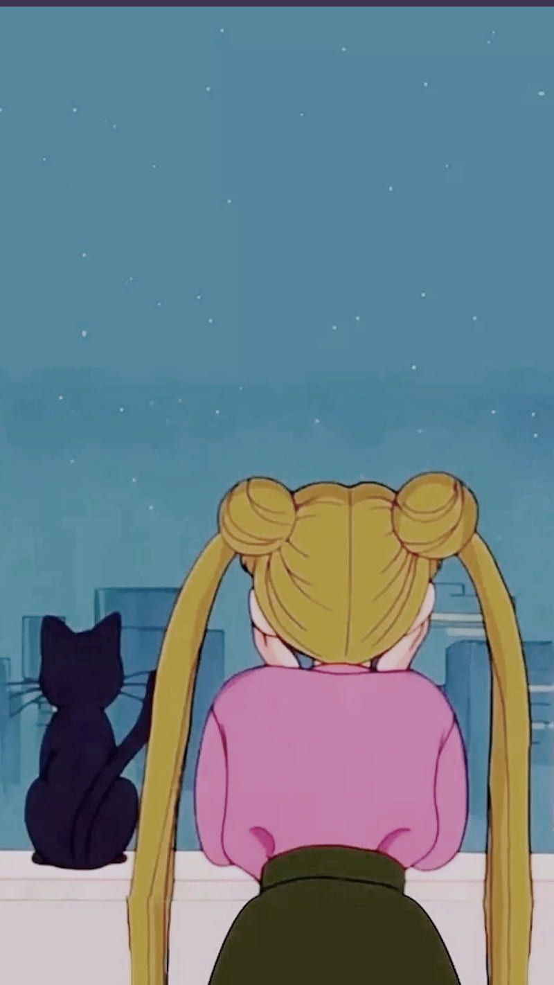 A cartoon character is looking out the window - Sailor Moon