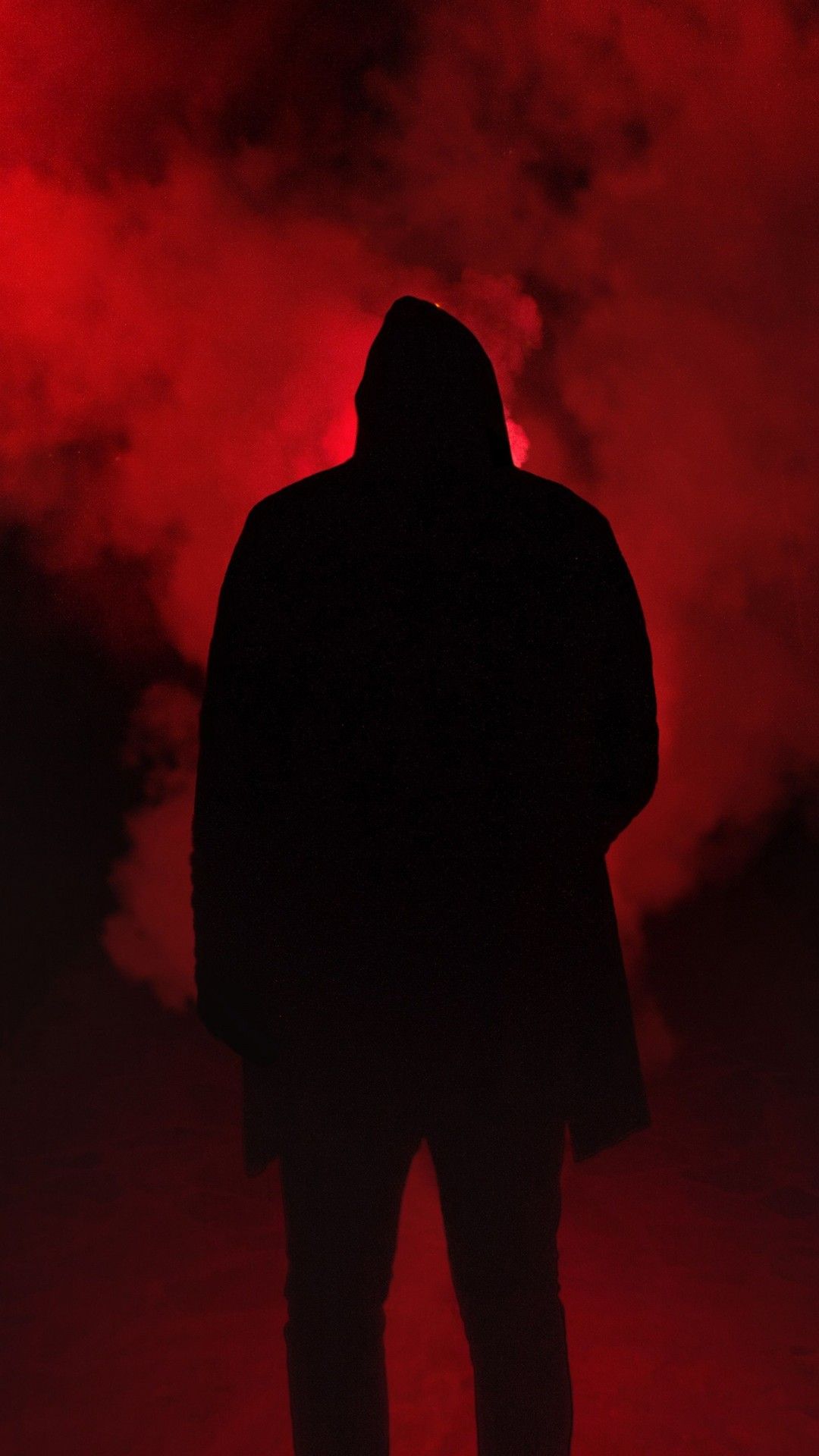 Shadow Of A Man With Red Smoke 4K 5K HD Red Aesthetic Wallpaper