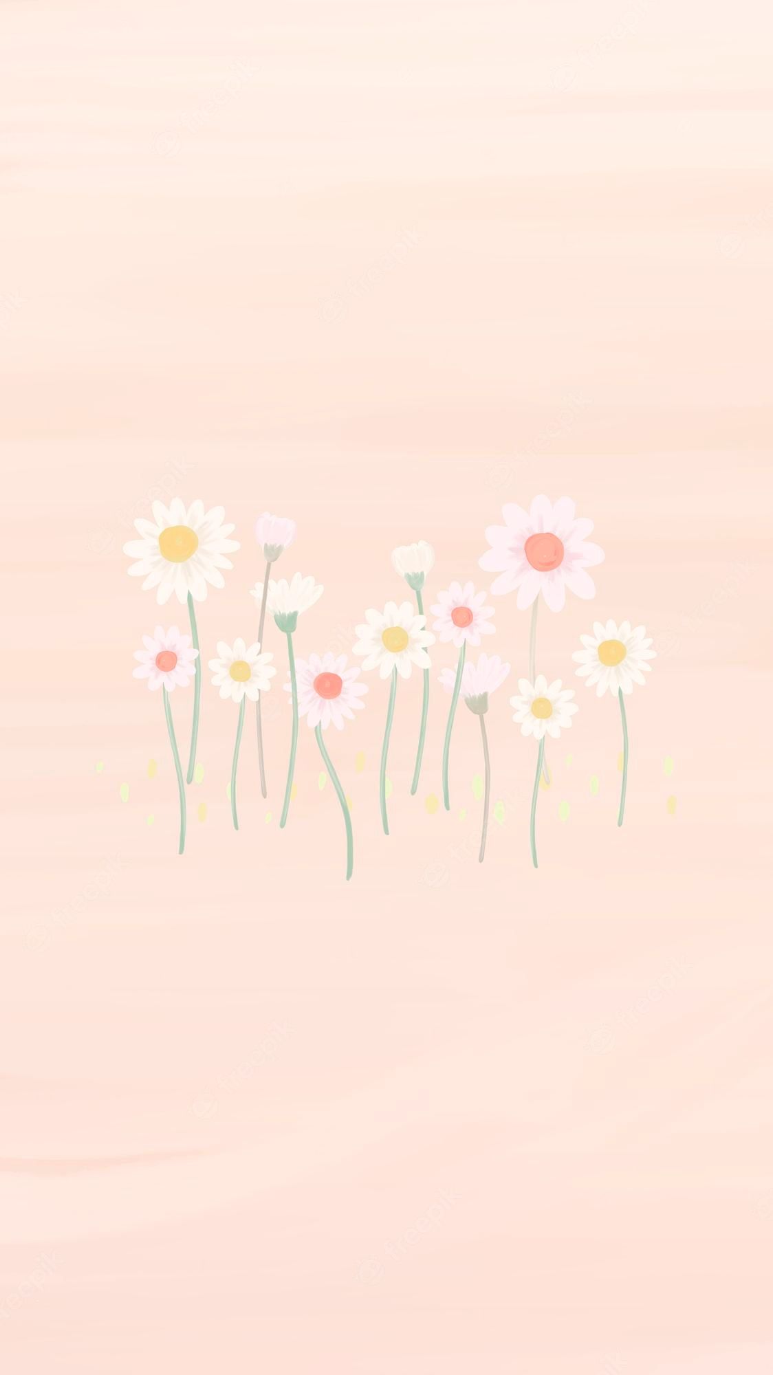 Free Vector. Hand drawn daisy mobile phone wallpaper
