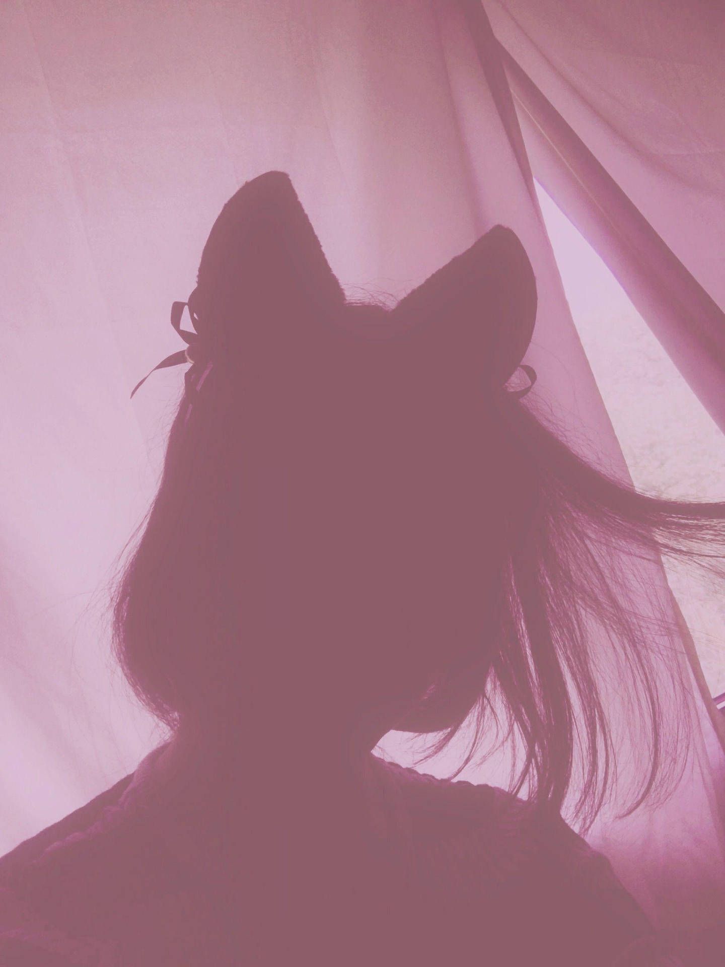 A girl with cat ears in the dark - Shadow