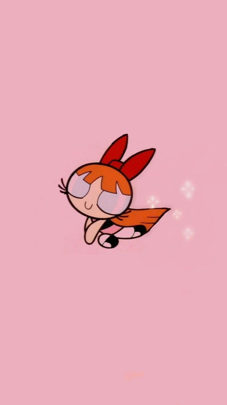 Pink background, cartoon, powerpuff girls, blossom flying - Profile picture