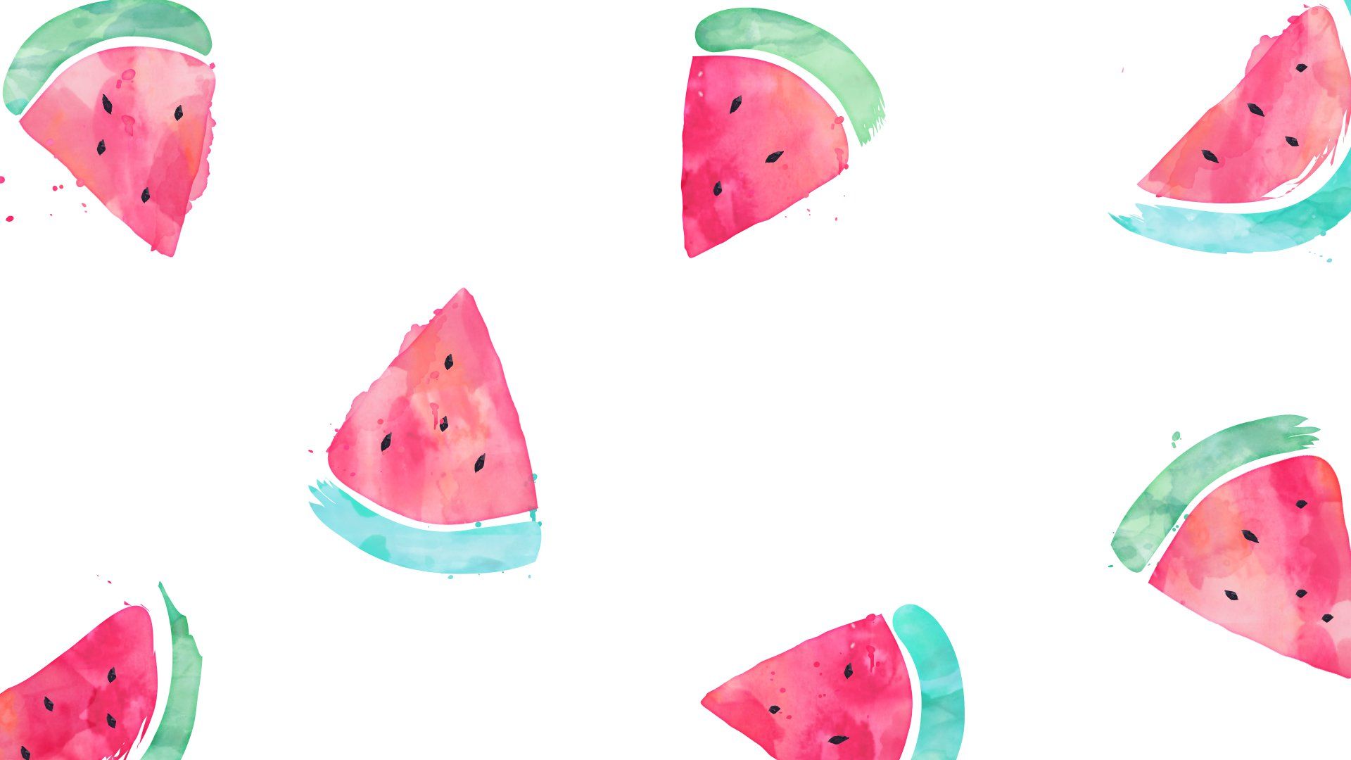 Watercolor pattern with slices of watermelon on a white background - Watermelon