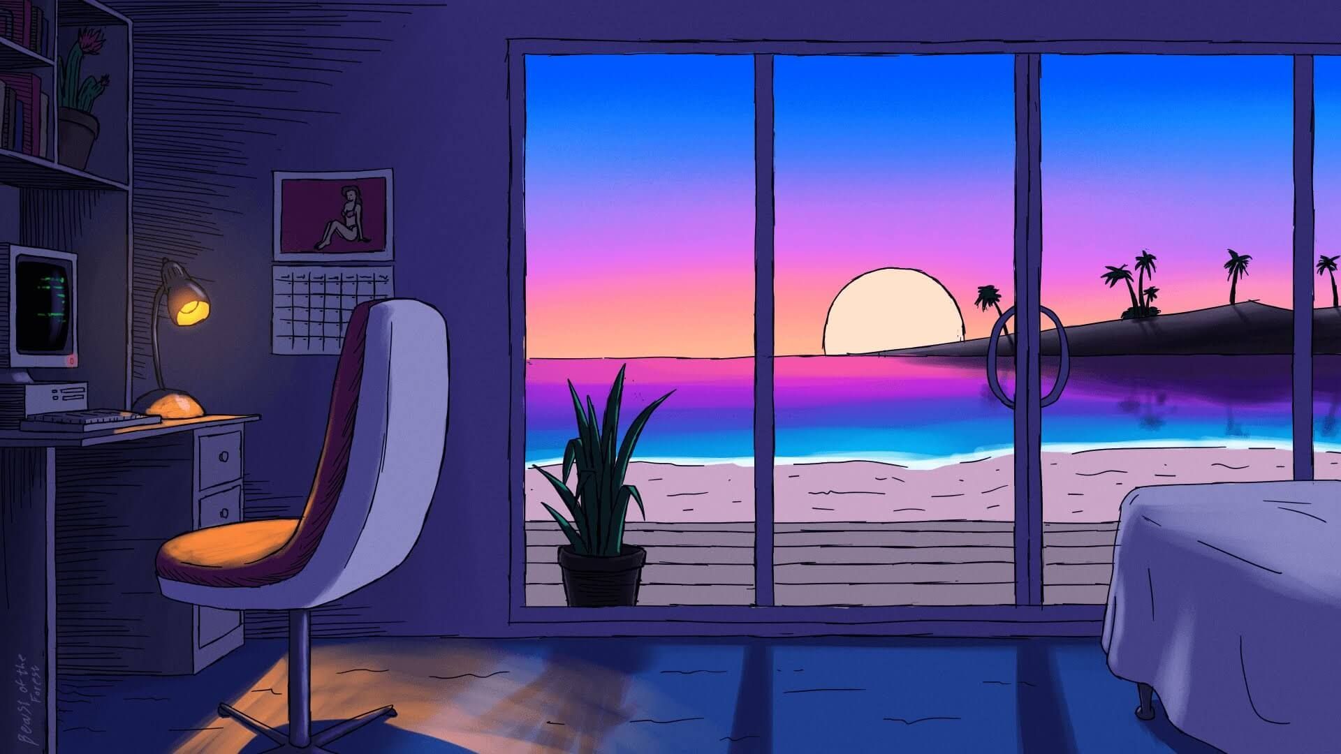 A room with a sunset view - Retro