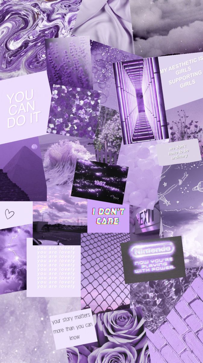 Aesthetic purple background with quotes and clouds - Light purple
