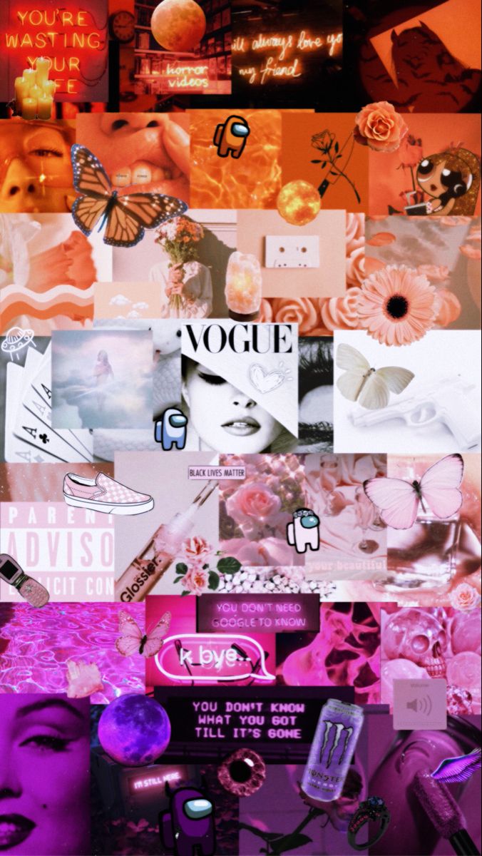 Aesthetic collage background with pink and purple themes - Lesbian