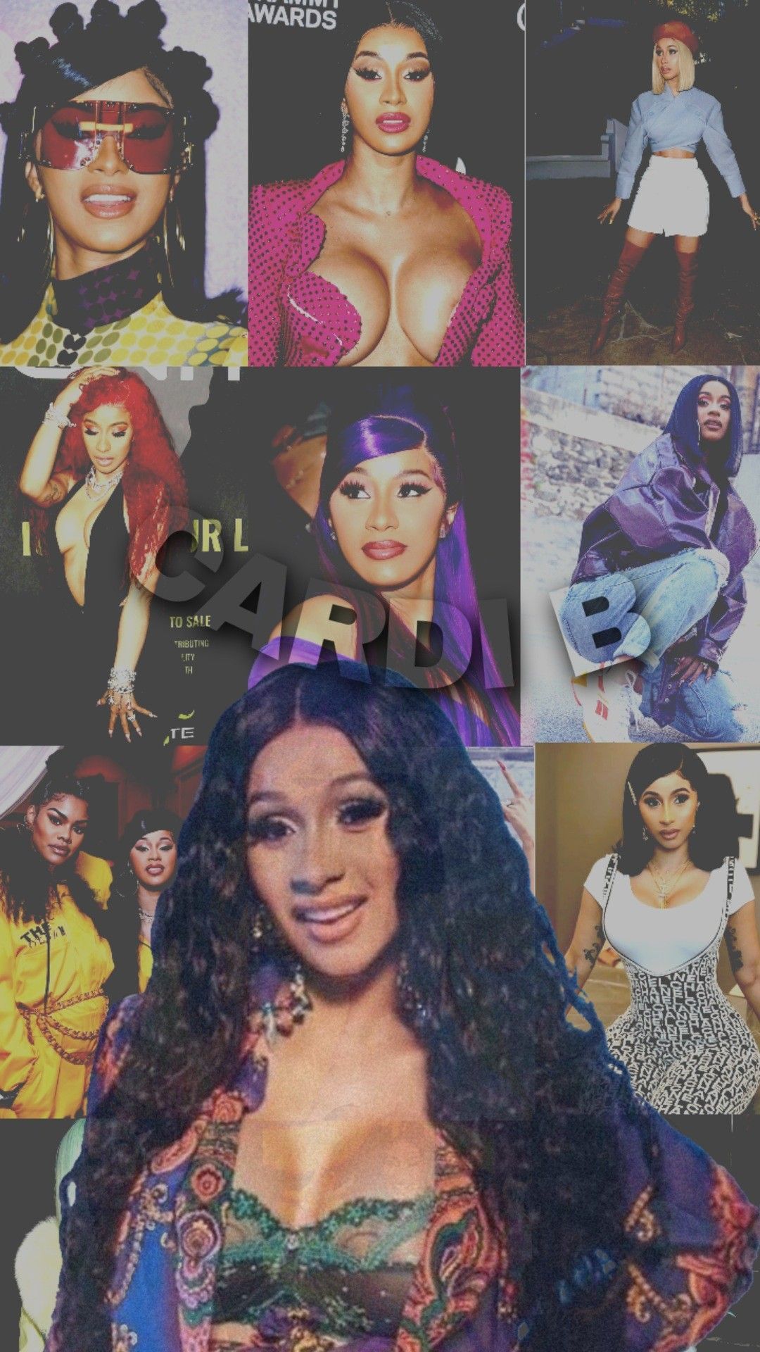 A collage of cardi b pictures - Cardi B