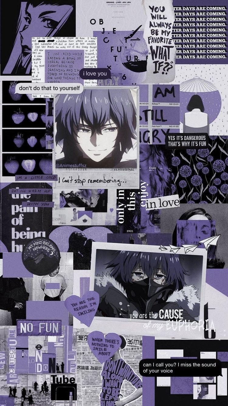 Aesthetic anime phone background with purple and black colors - Tokyo Ghoul