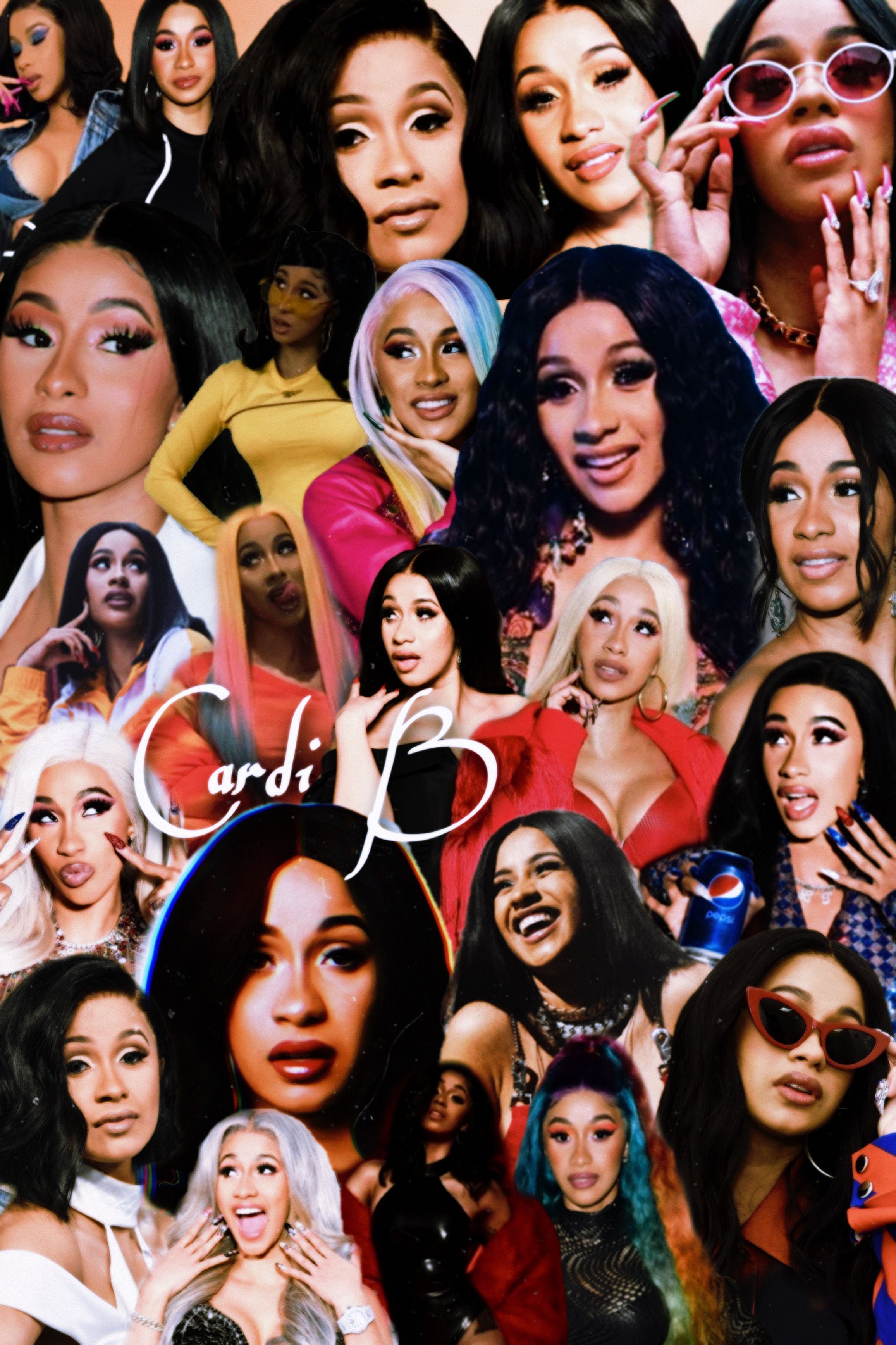 A collage of pictures featuring many different women - Cardi B