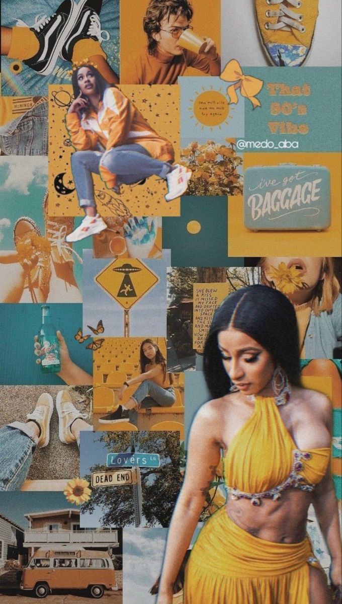 A collage of pictures with different colors - Cardi B