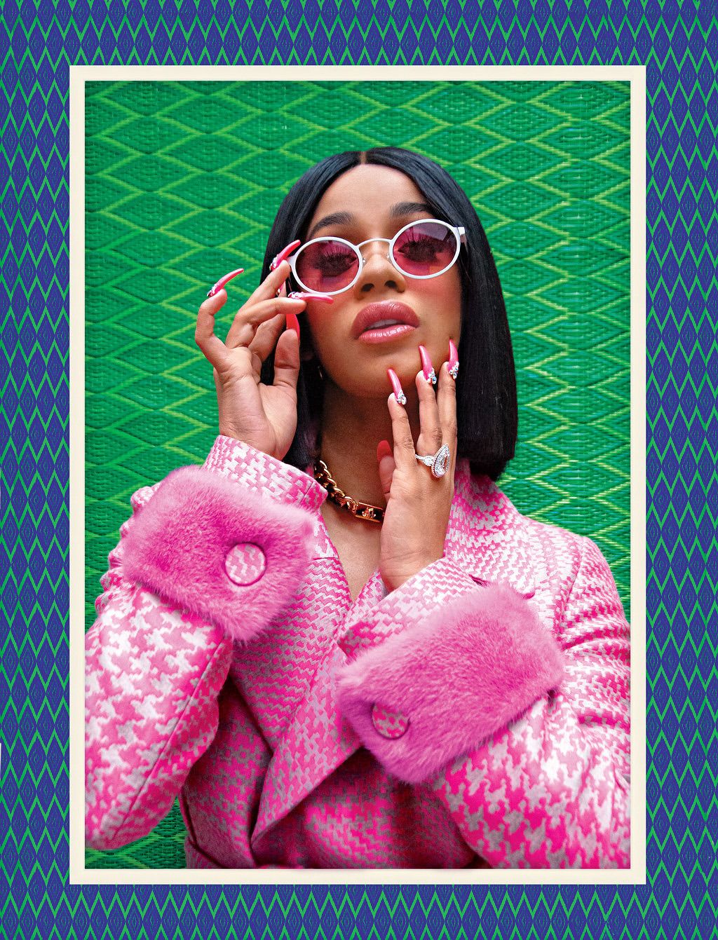 Cardi B in a pink coat and sunglasses - Cardi B