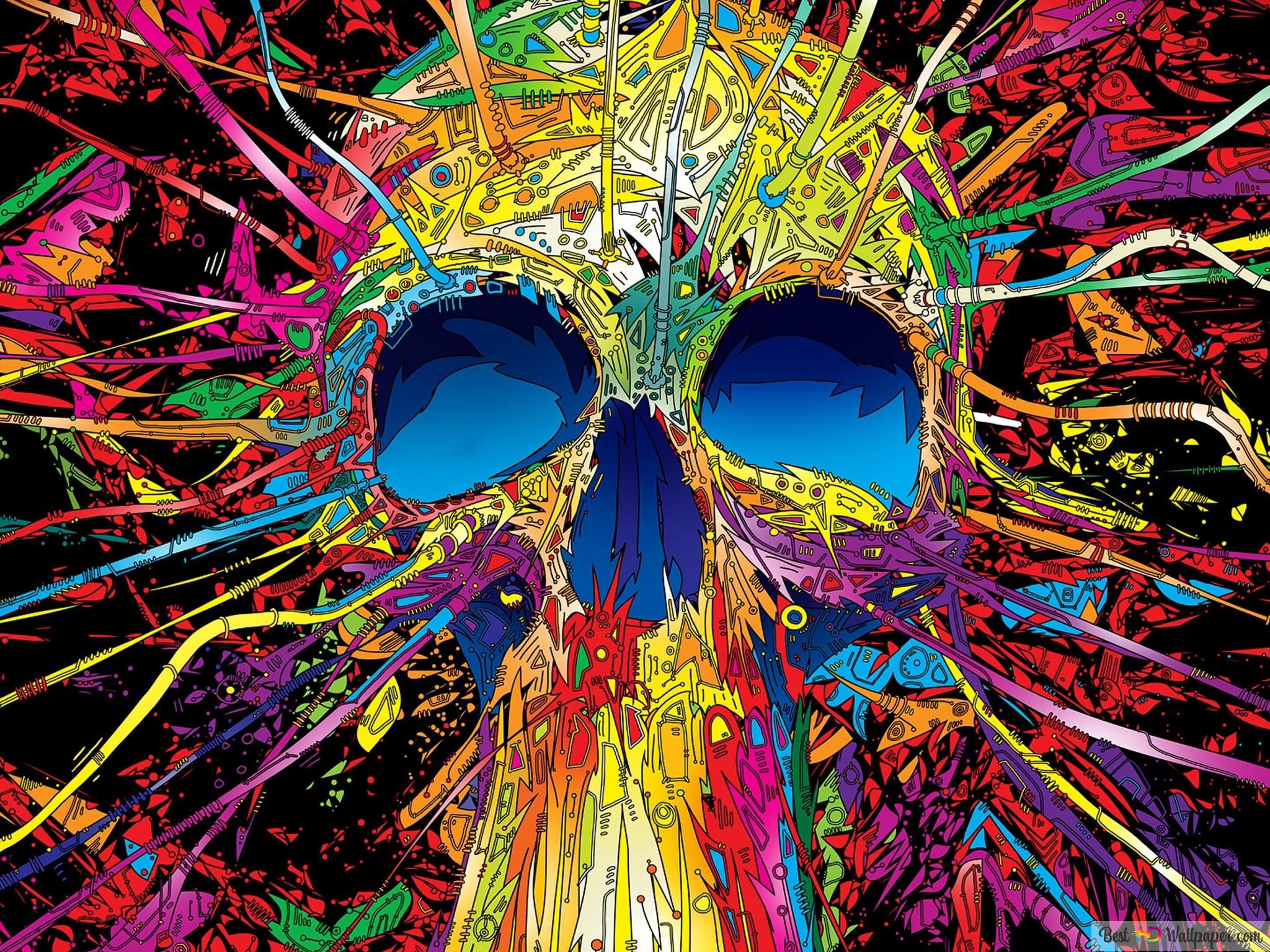 Psychedelic Skull 4K wallpaper download