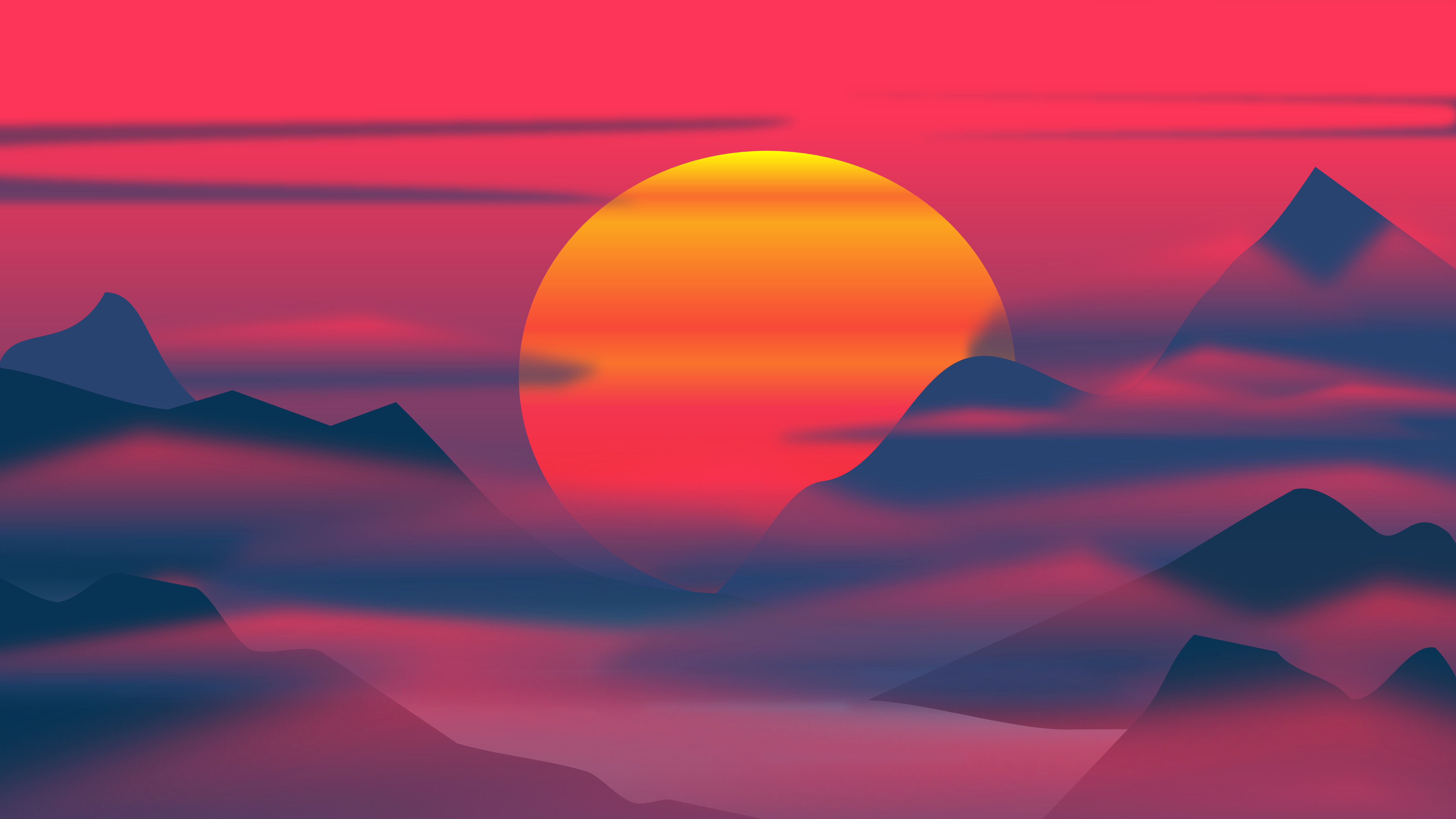 A sunset over the mountains with clouds - Sunrise