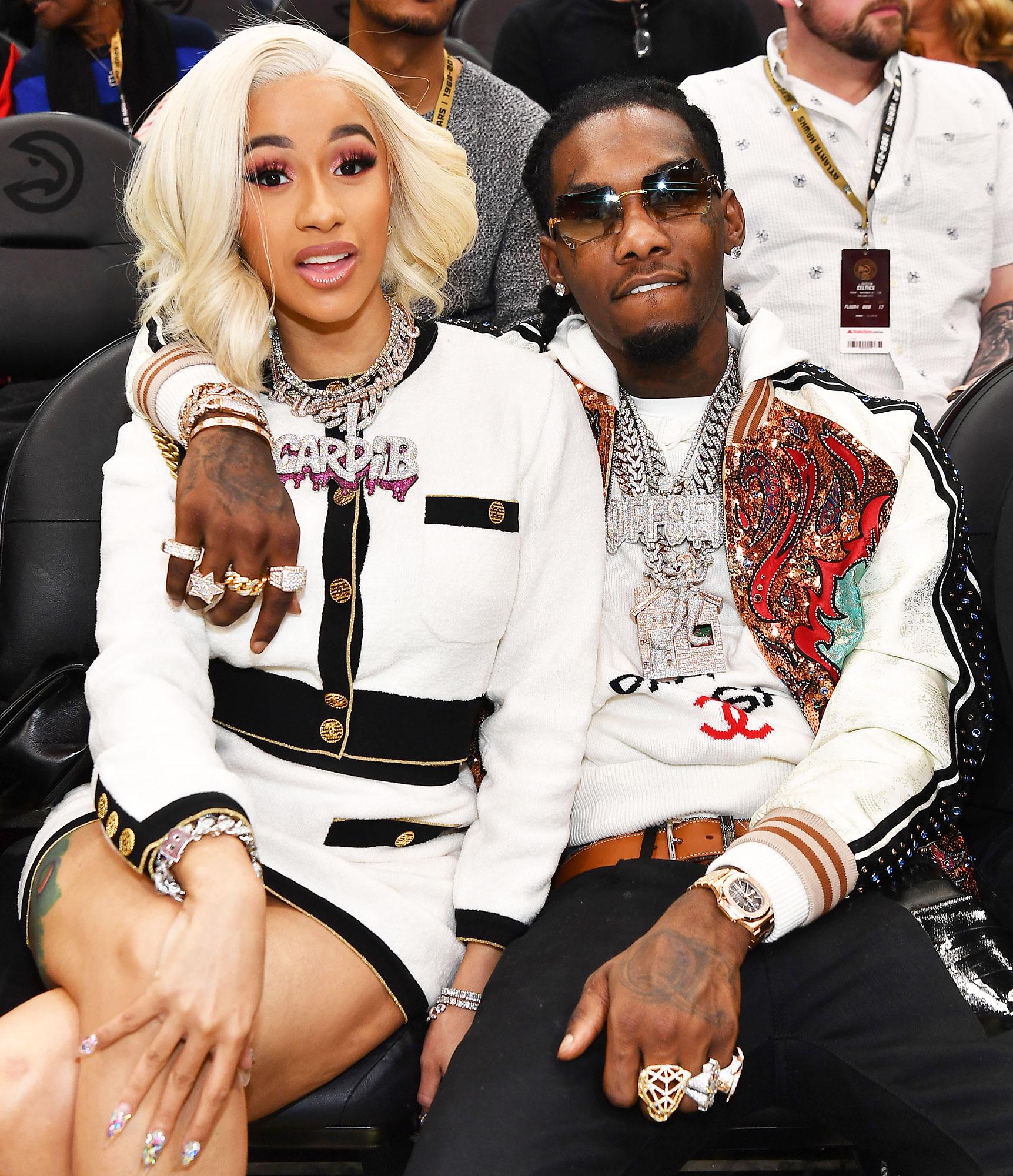 Cardi B and Offset at a basketball game in 2018 - Cardi B