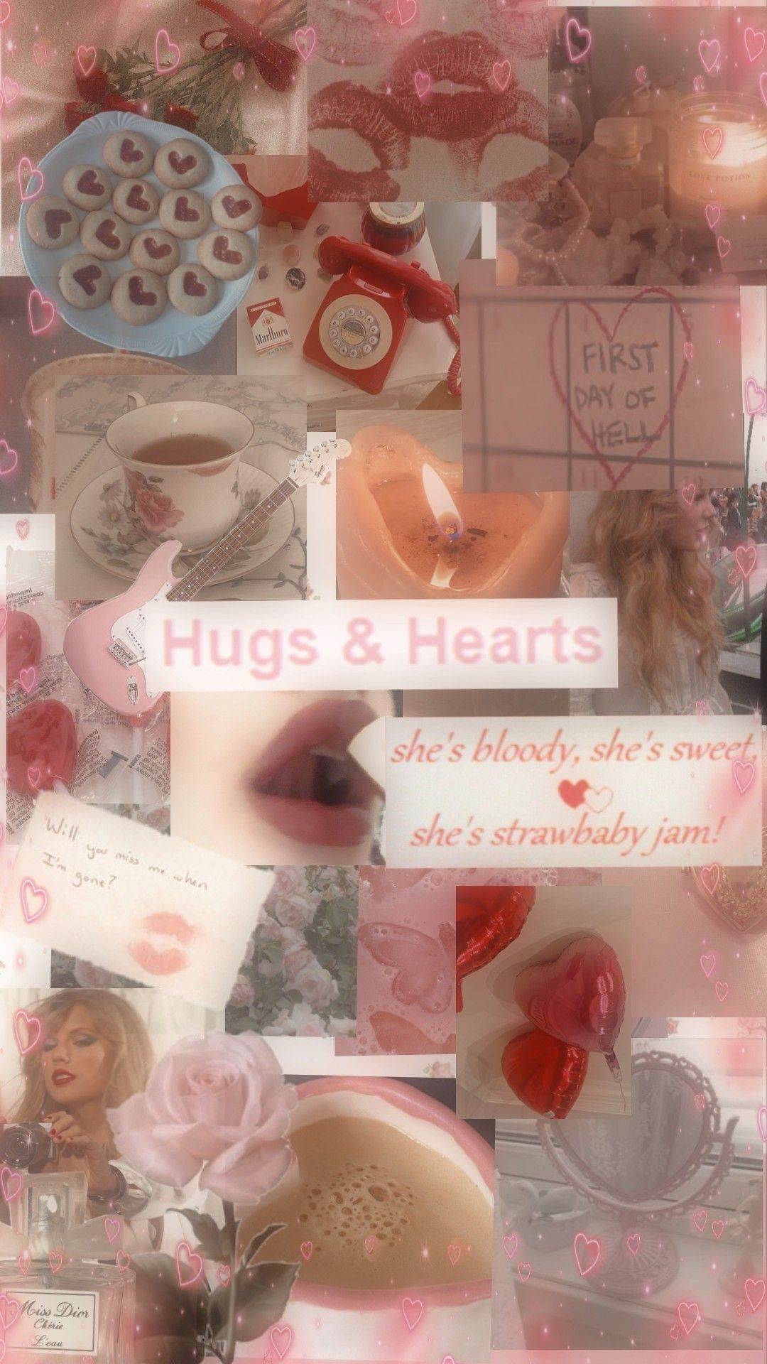 Collage of pink and white aesthetic images with the words 