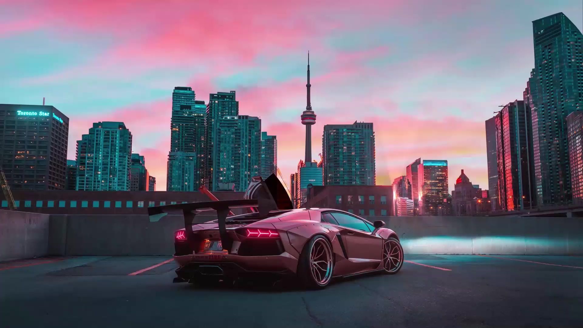 1920x1080 Lamborghini Aventador in the city wallpaper - Cars