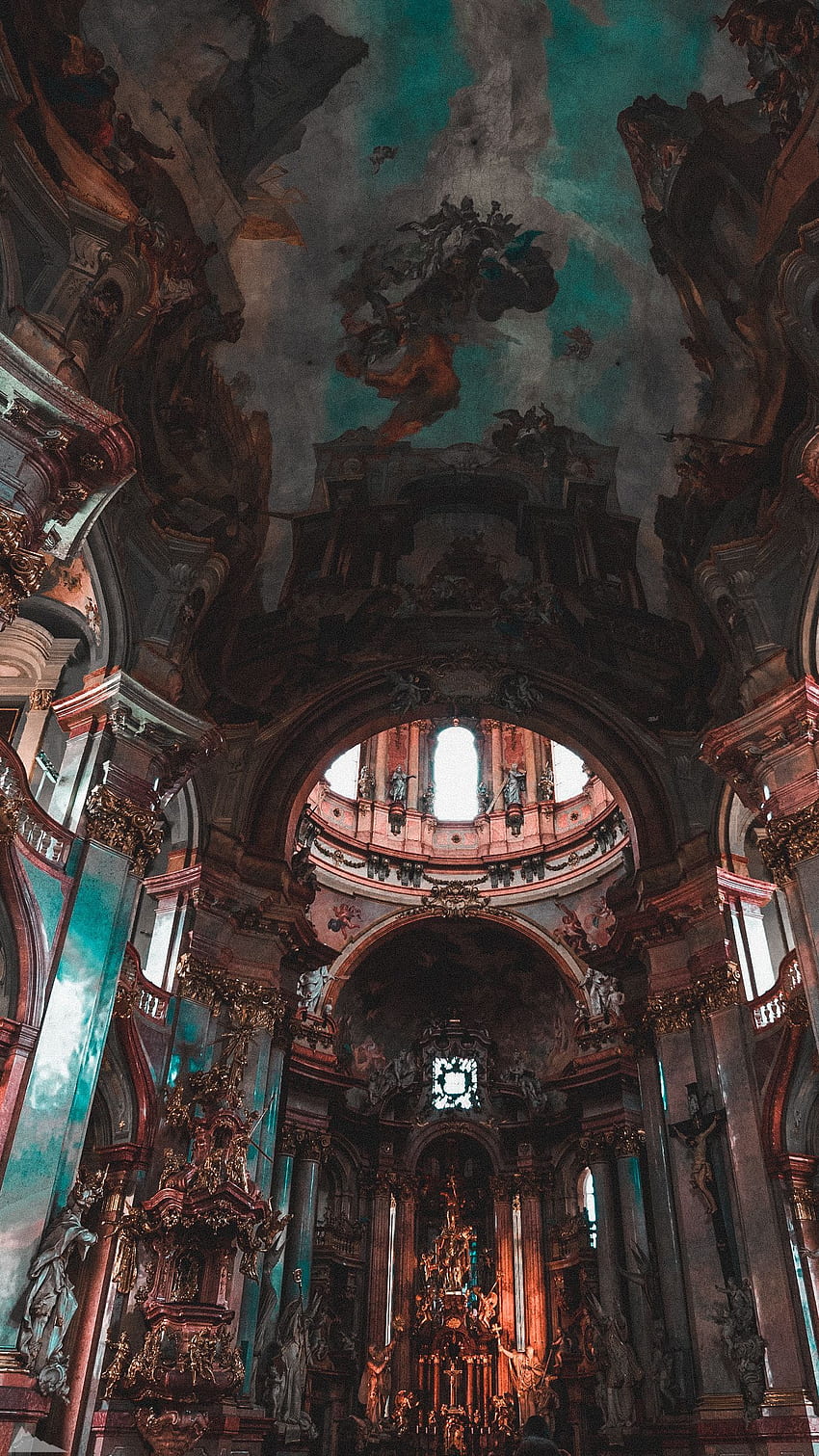 A large church with many paintings on the ceiling - Architecture