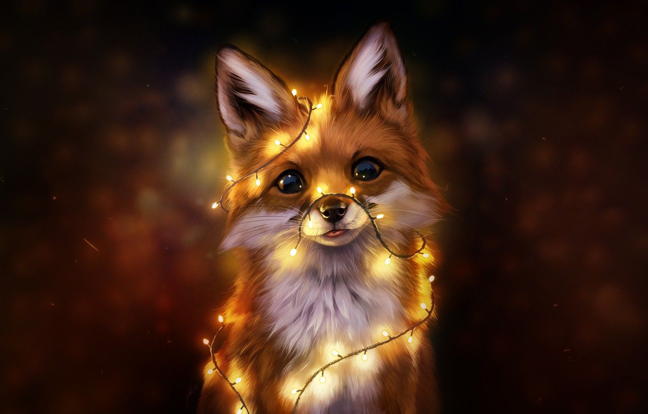 A fox with lights on its head and neck - Fox