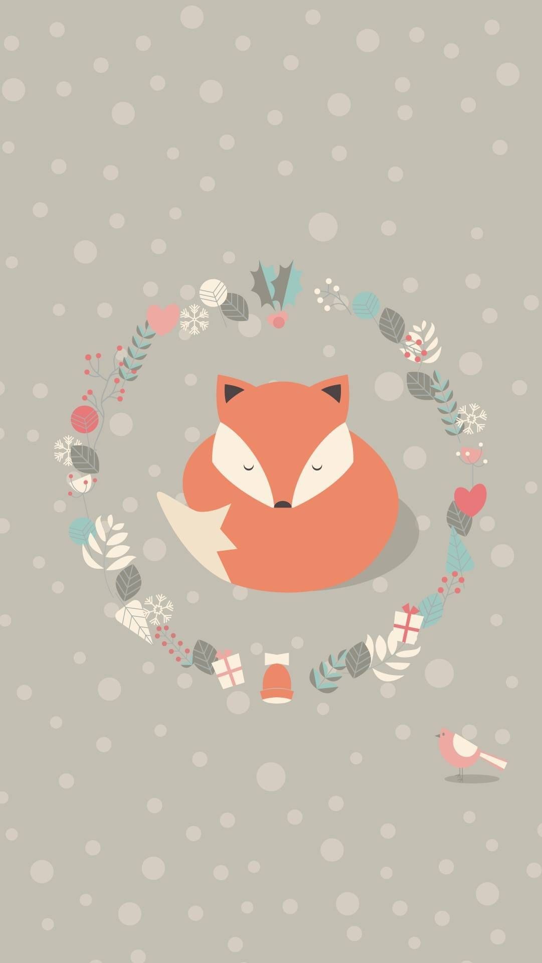 Cute Christmas iPhone Wallpaper with high-resolution 1080x1920 pixel. You can use this wallpaper for your iPhone 5, 6, 7, 8, X, XS, XR backgrounds, Mobile Screensaver, or iPad Lock Screen - Fox