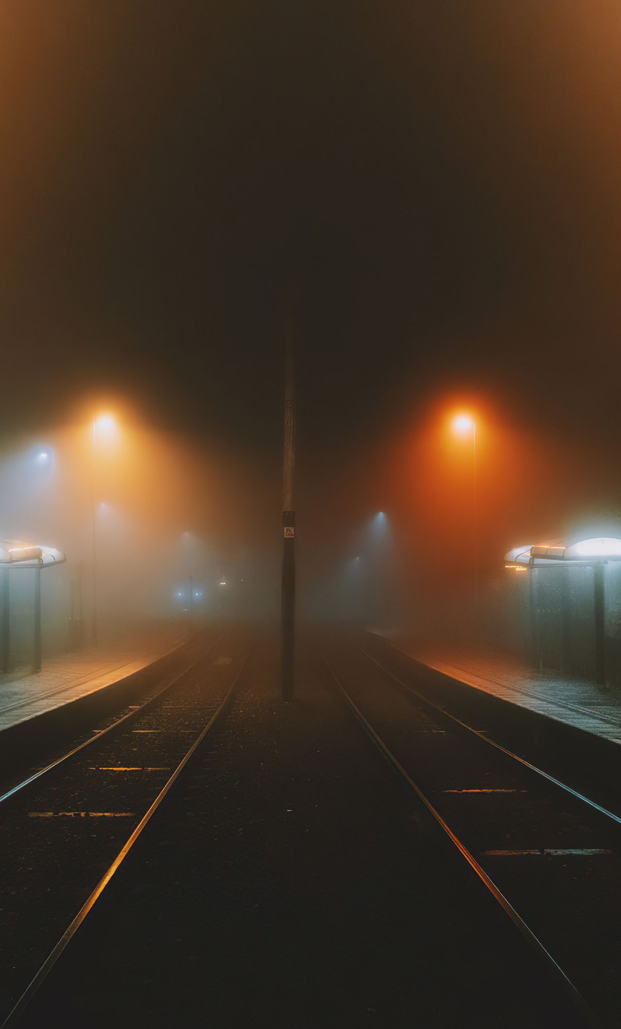 Foggy Train Platform 4k iPhone HD 4k Wallpaper, Image, Background, Photo and Picture