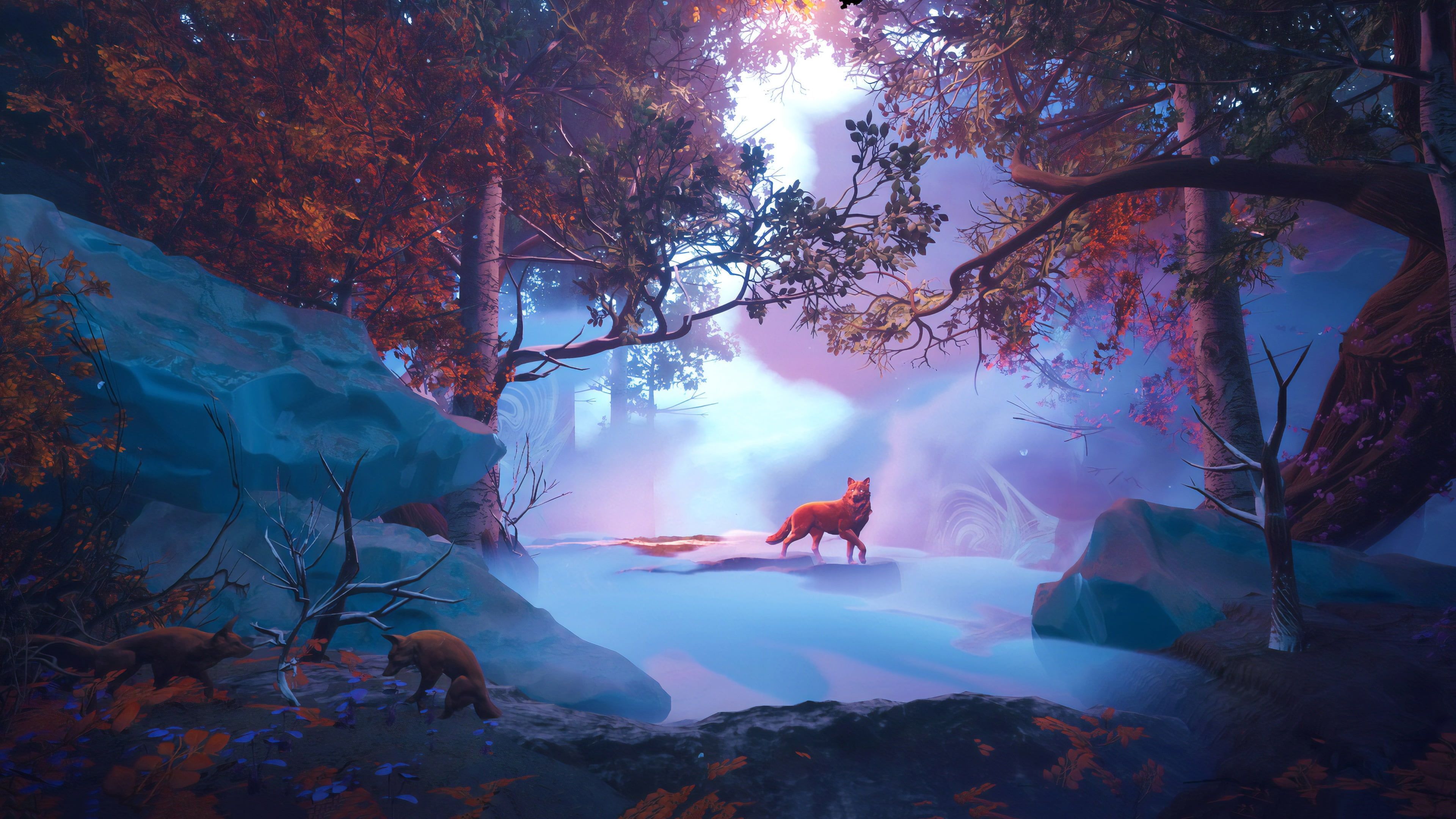 digital art #landscape #fox #forest fantasy art #illustration K #wallpaper #hdwallpaper. Desktop wallpaper art, Forest illustration, Fantasy art illustrations