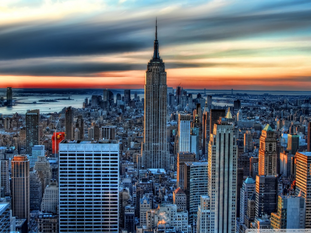 New York City, 5K, Architecture, Cities, Skyline, Sunset, The Empire State Building, HDR, Wallpaper, Background, Image - New York