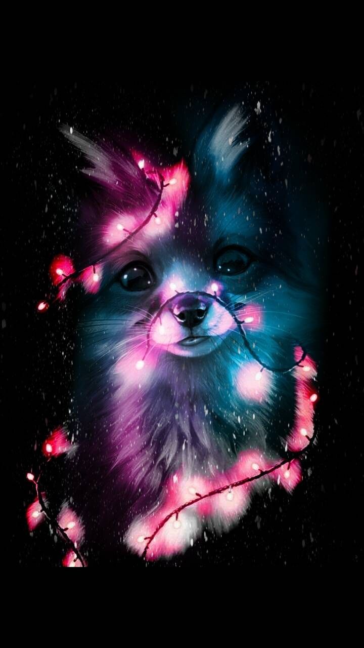 A painting of an animal with lights on it - Fox