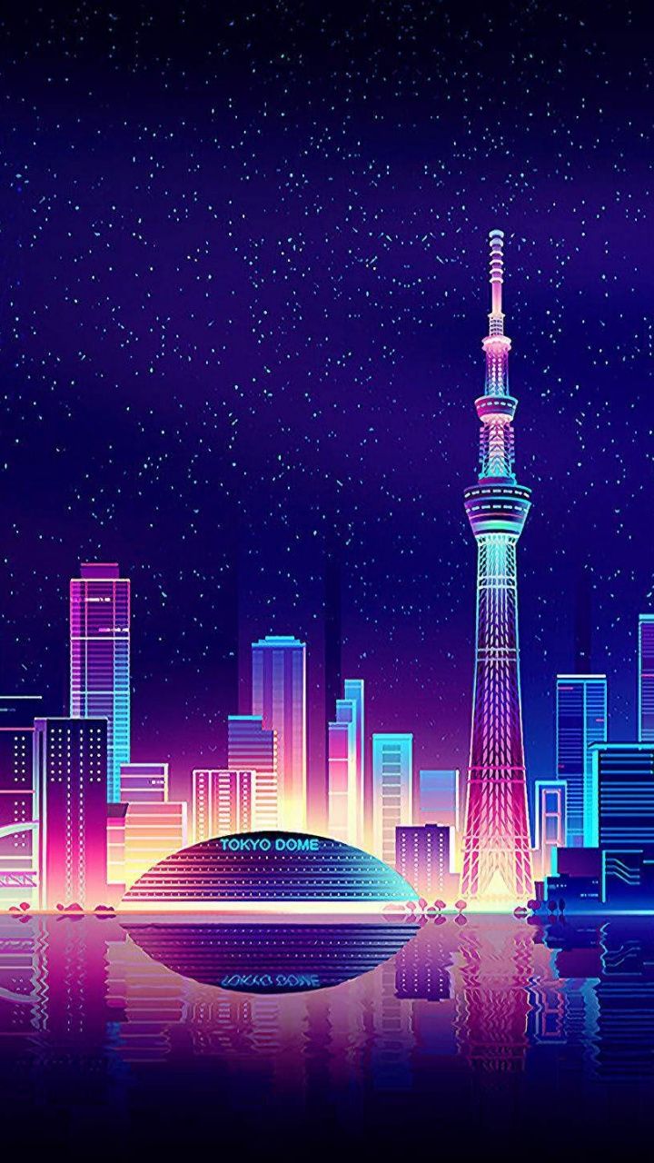 Tokyo, cityscape, buildings, digital art, 720x1280 wallpaper. City wallpaper, Cityscape wallpaper, Cityscape