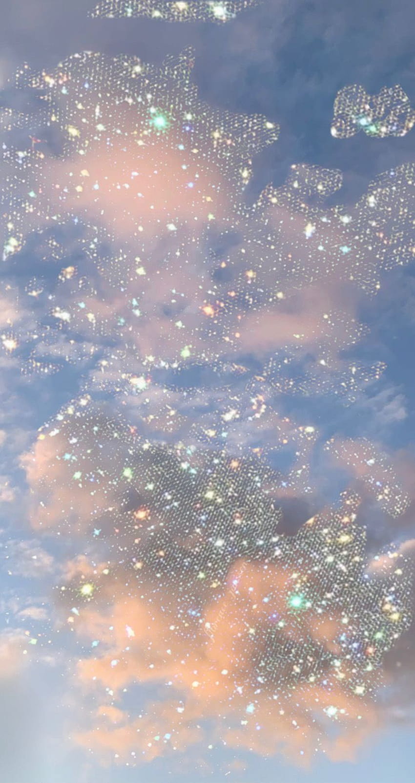 Aesthetic wallpaper for phone of a sky with clouds and stars - Glitter