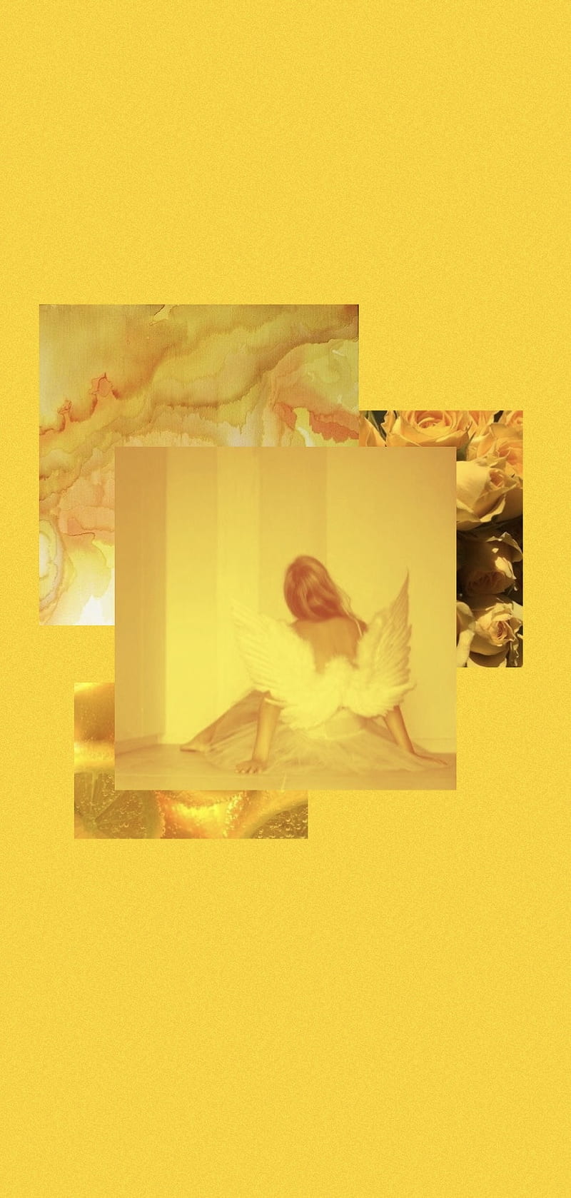 Yellow angel, aesthetic, eings, girl, lemon, messenger, mystic, roses, HD phone wallpaper
