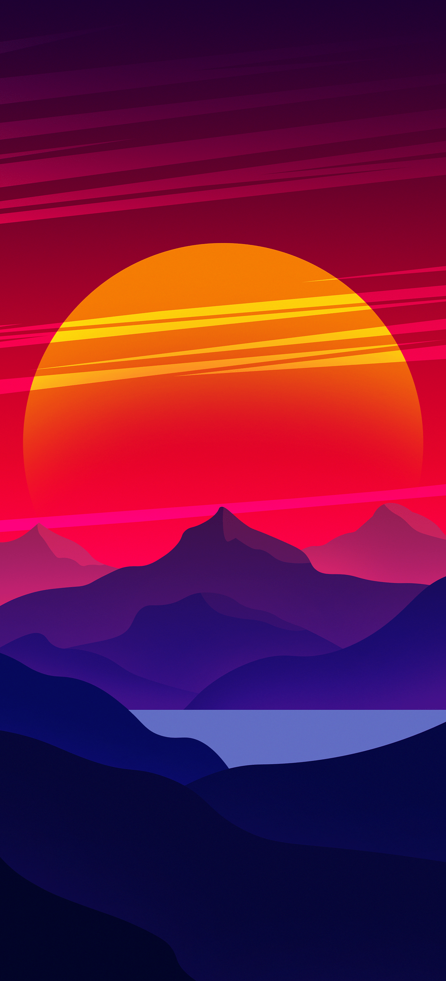 A sunset over purple mountains - 80s