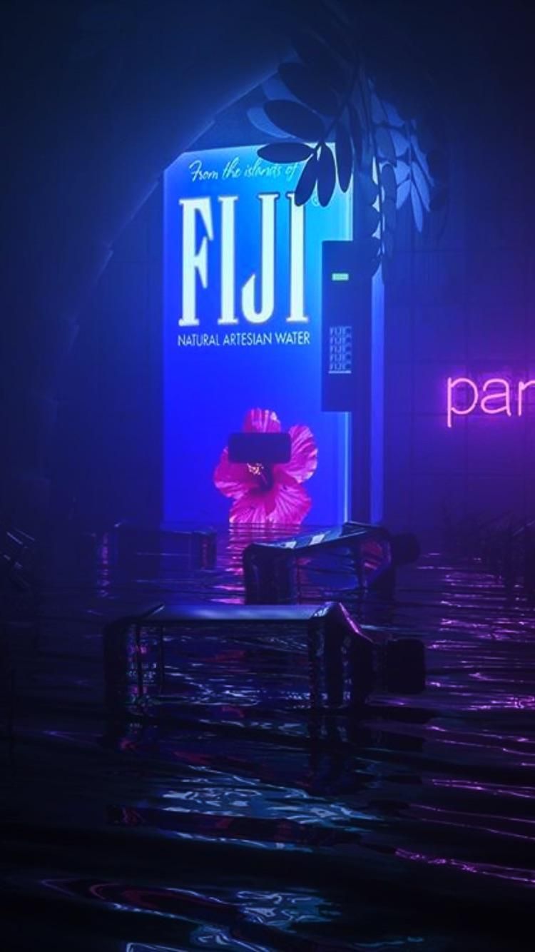 A sign that says fiji in the water - 80s
