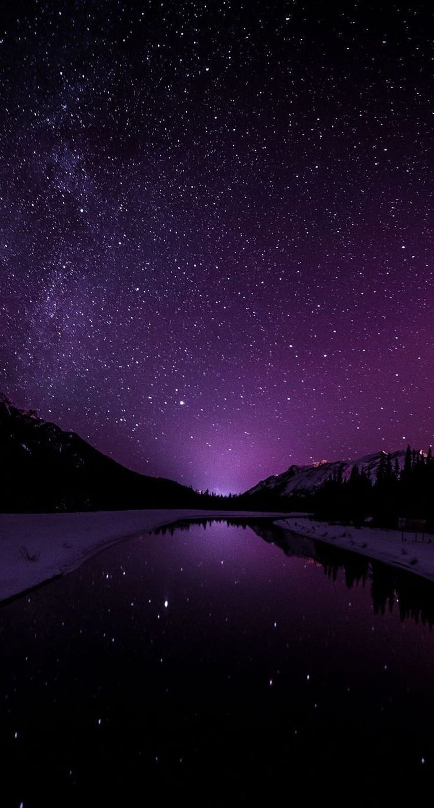 Iphone wallpaper purple night sky above the lake - Dark purple
