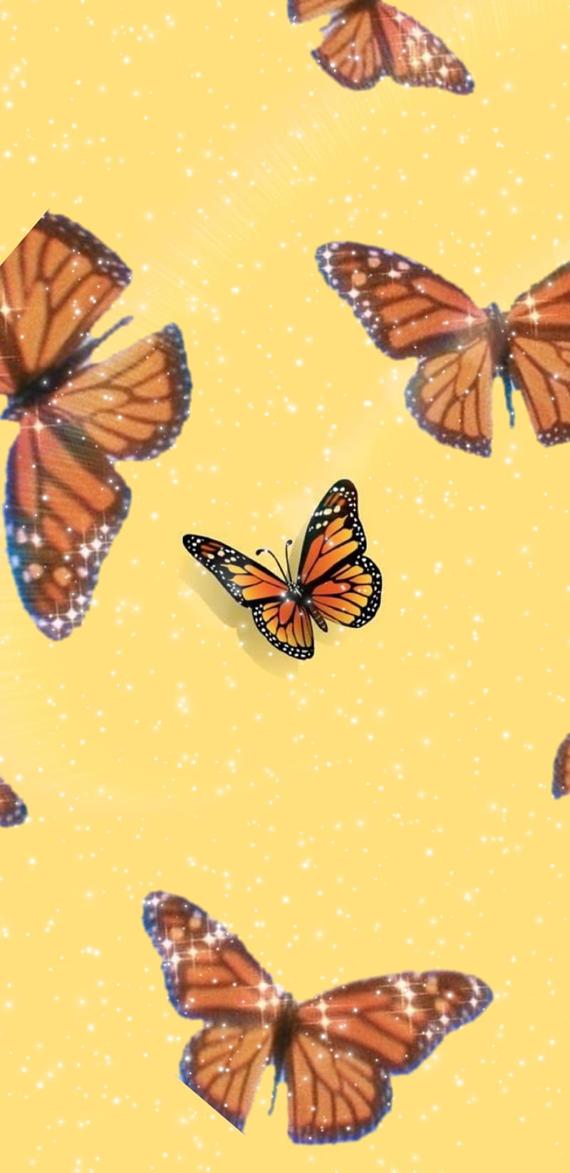A pattern of butterflies on yellow background - Butterfly