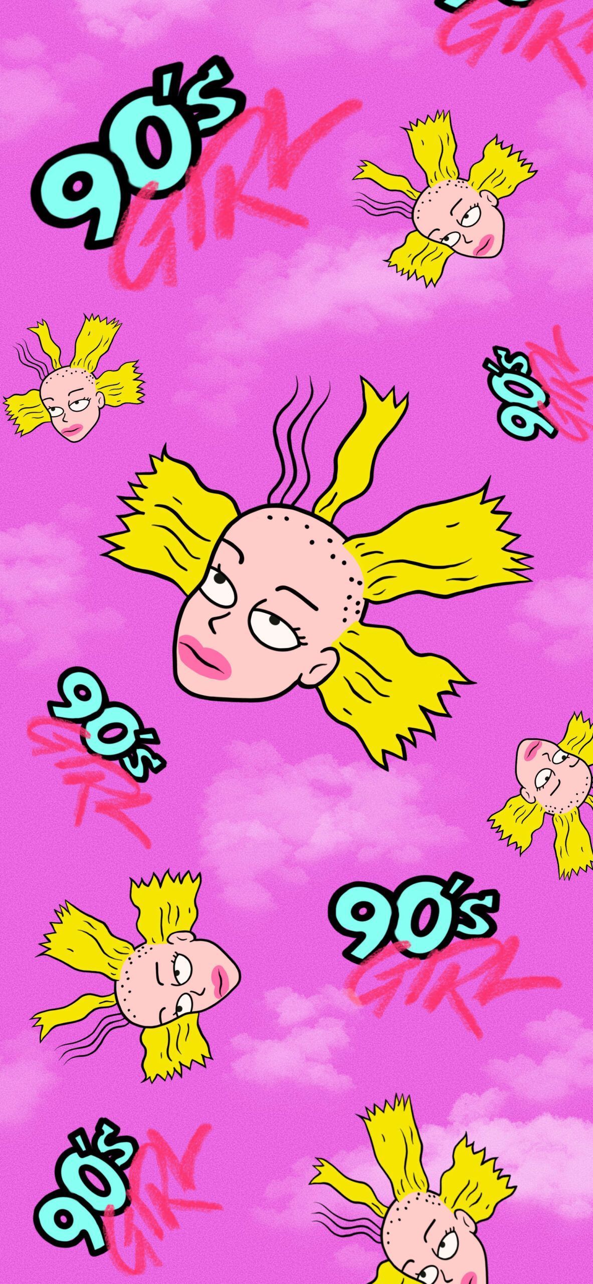 A pink background with cartoon characters on it - Rugrats