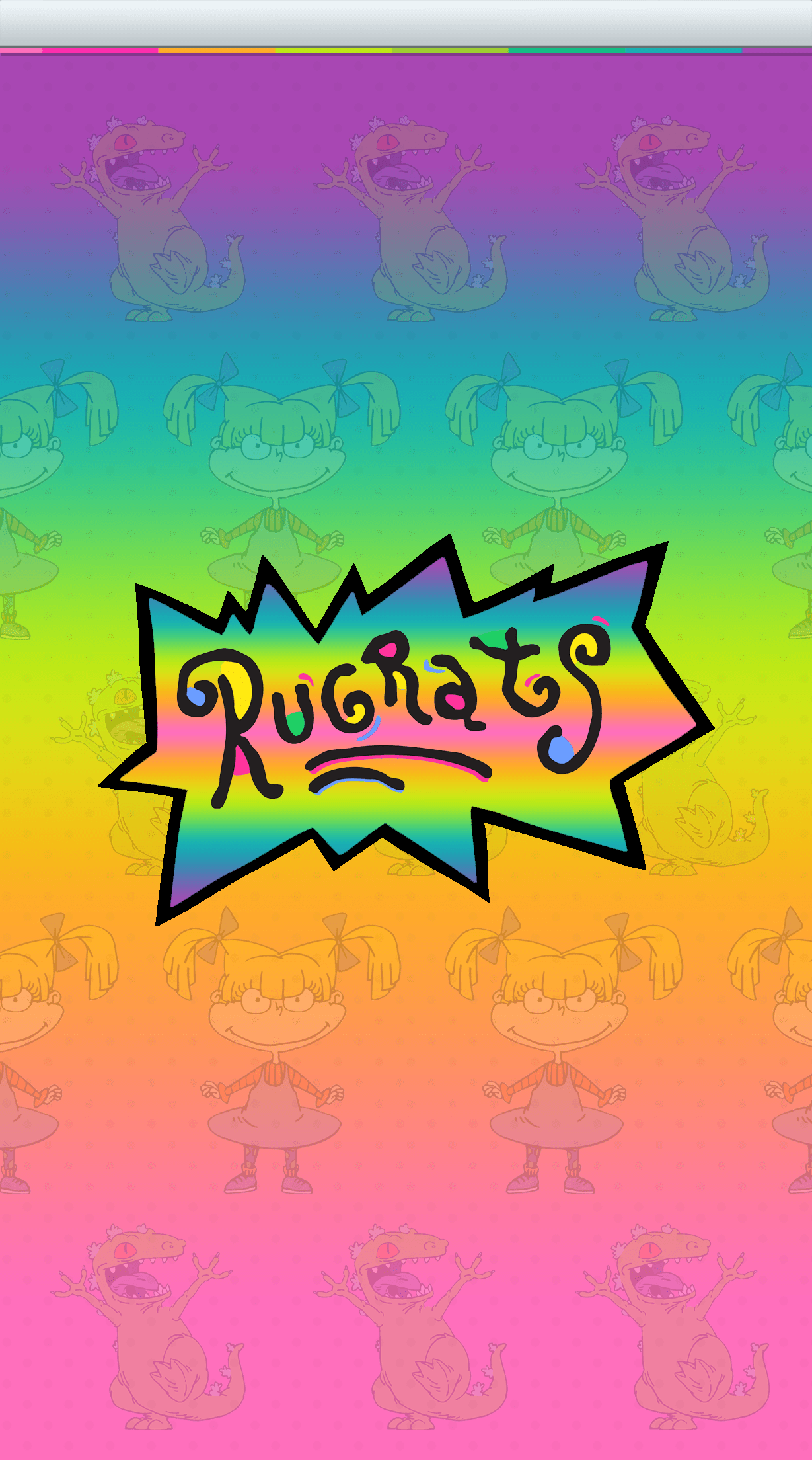 A colorful background with the word rutas - Rugrats, 90s