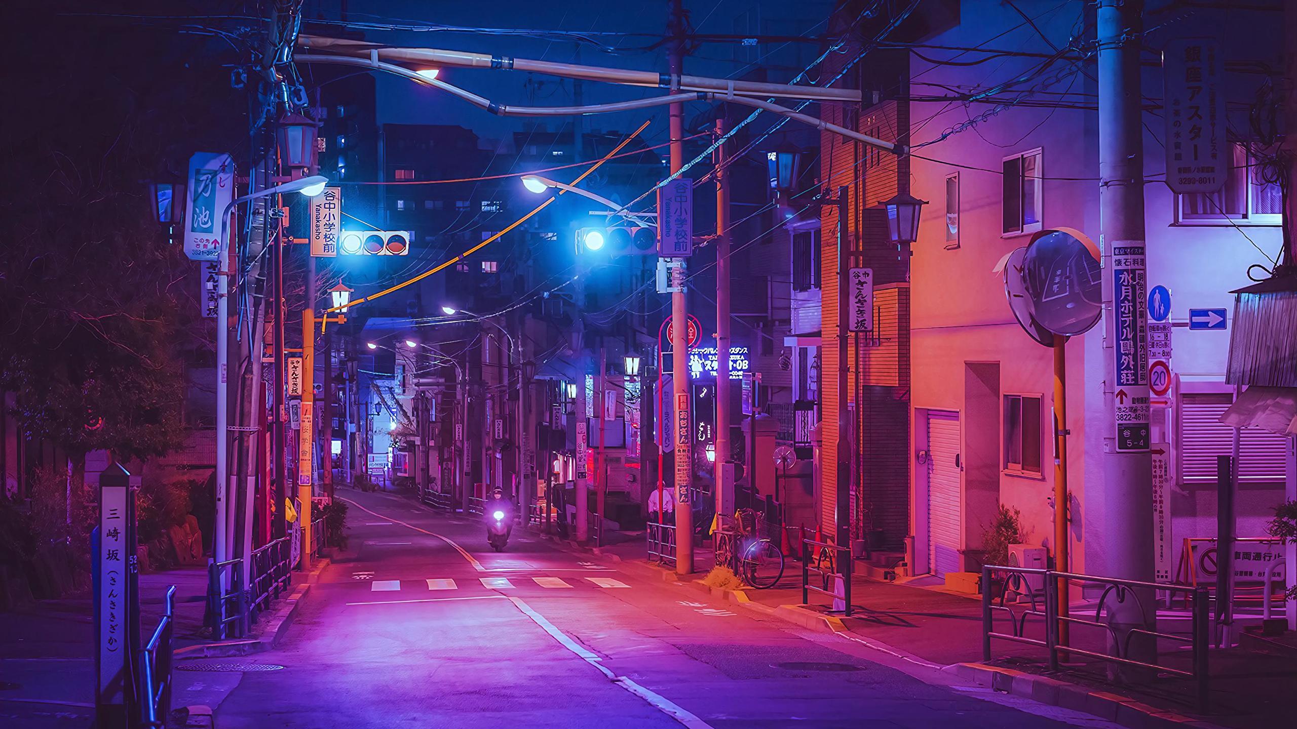 A dark and empty street at night - Japan