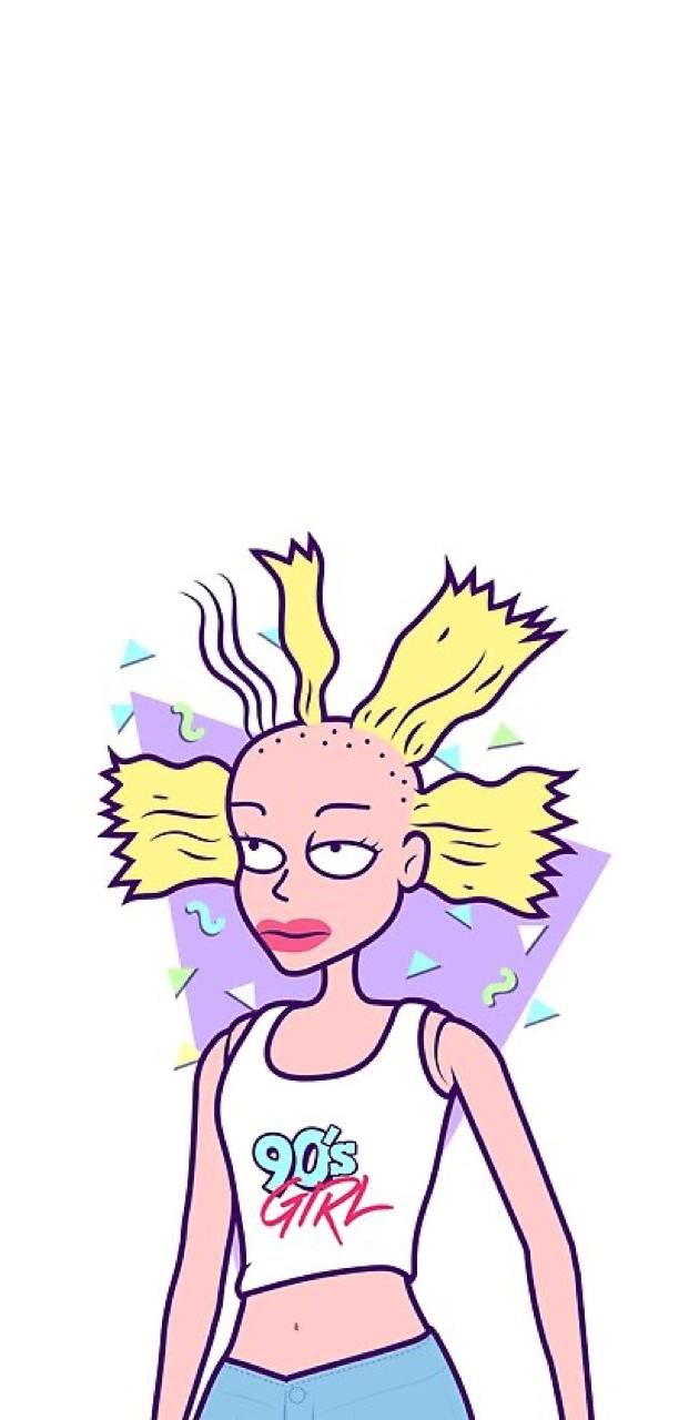 A cartoon drawing of an animated girl with blonde hair - Rugrats